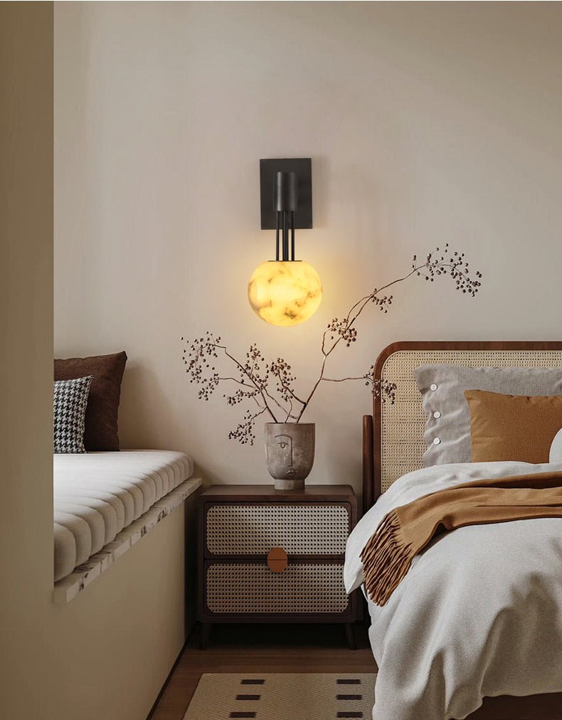 Rykde Alabaster Globe Indoor Wall Sconce