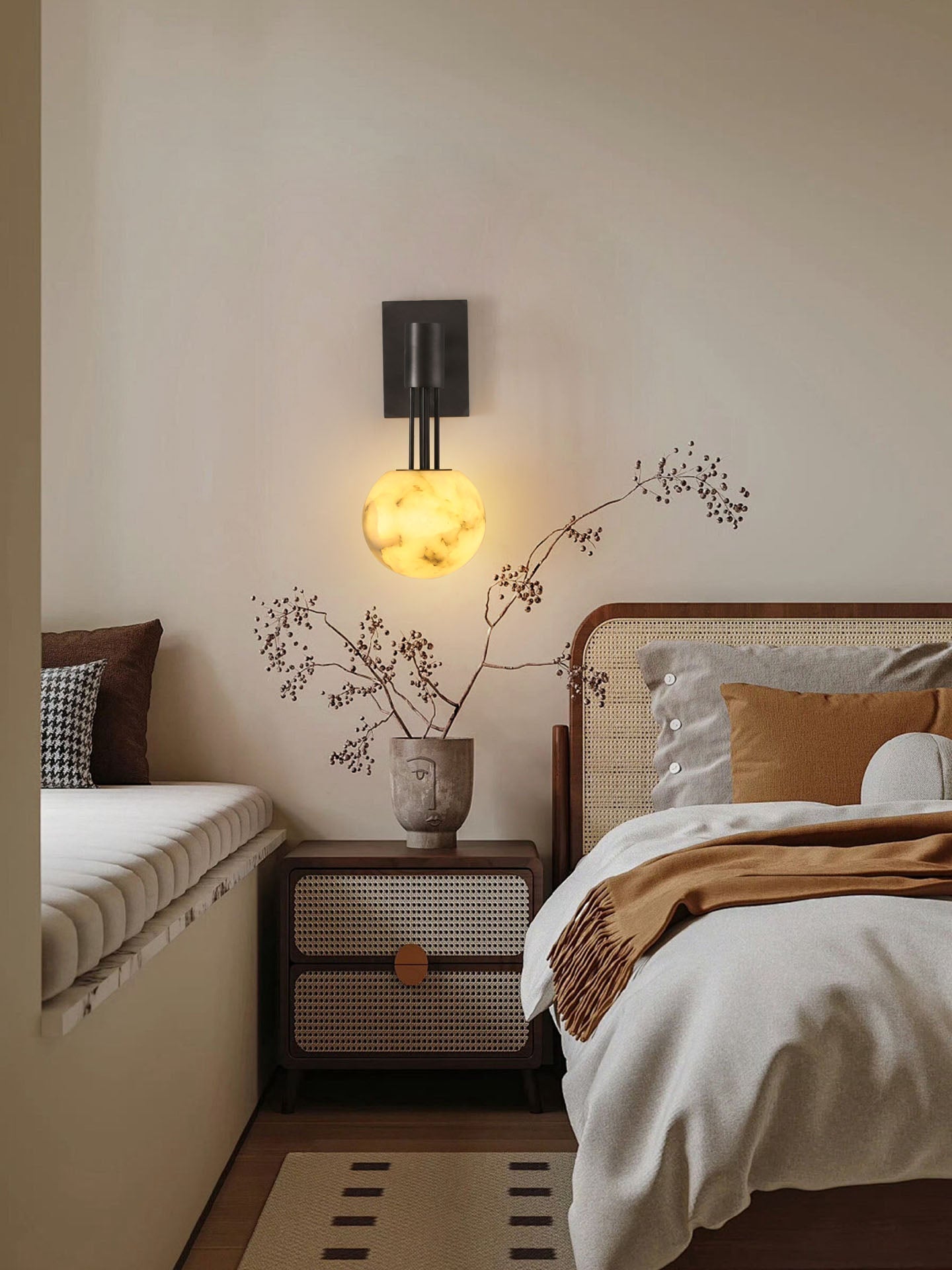 Rykde Alabaster Globe Indoor Wall Sconce