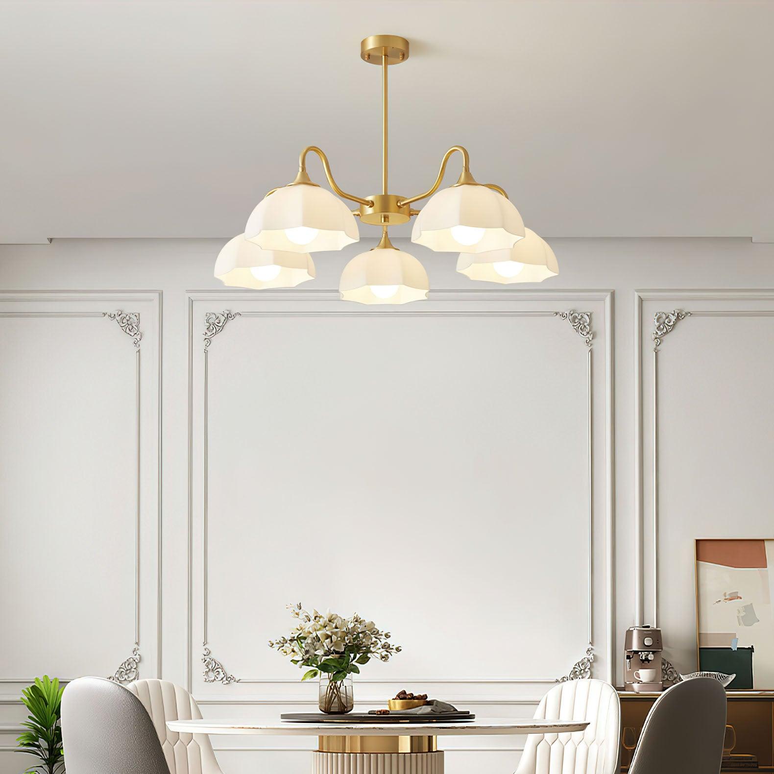 Lustra Chandelier Octagonal Glass Bowl Copper French - Neutral Decor