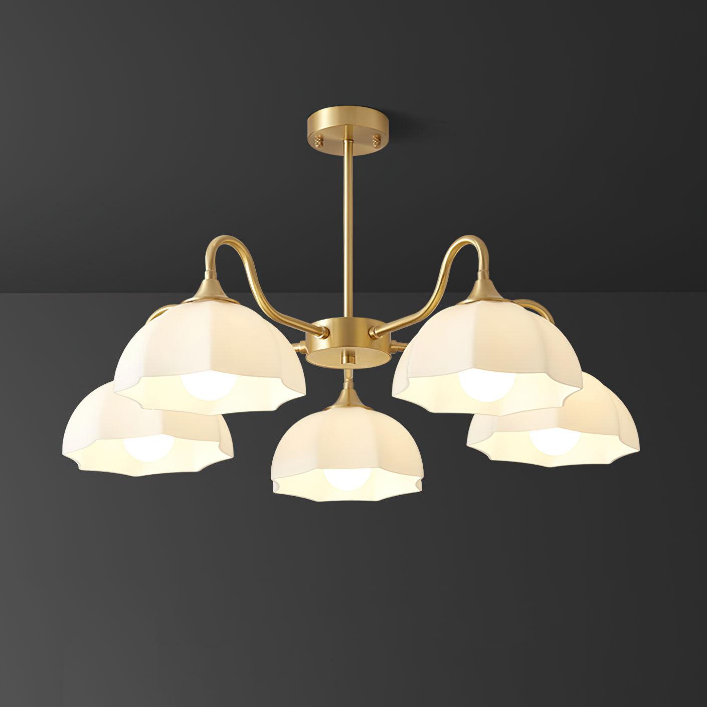 Lustra Chandelier Octagonal Glass Bowl Copper French - Neutral Decor