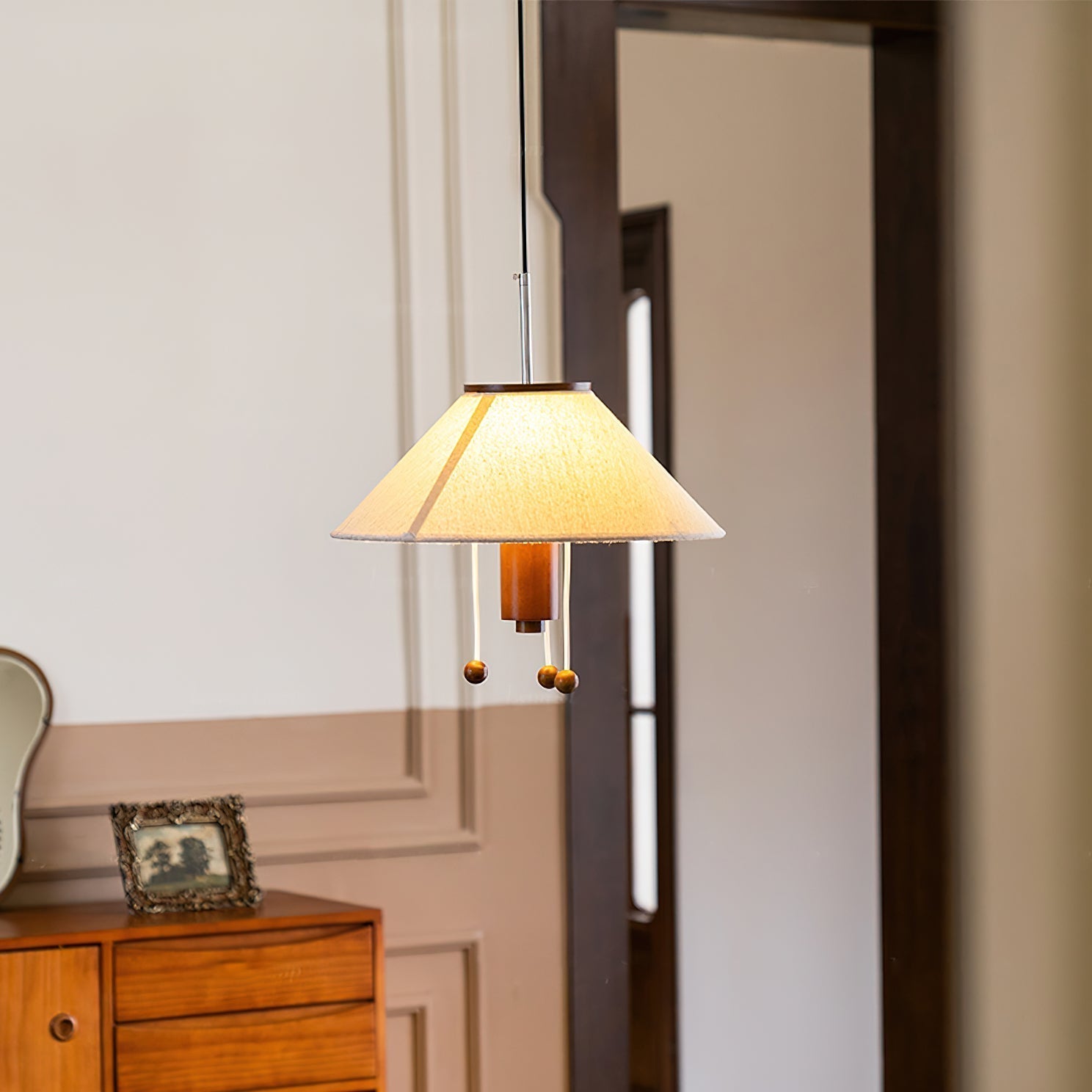 Zathee Nordic Art Classic Wood Fabric Pendant Lamp