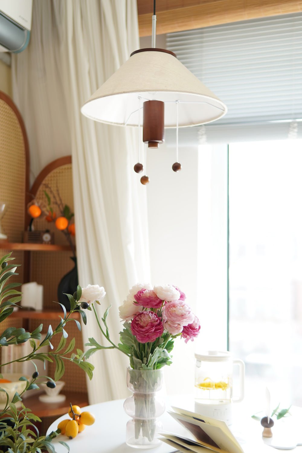Zathee Nordic Art Classic Wood Fabric Pendant Lamp