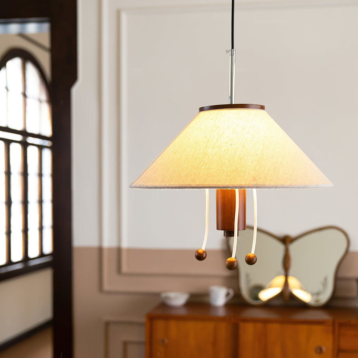 Zathee Nordic Art Classic Wood Fabric Pendant Lamp