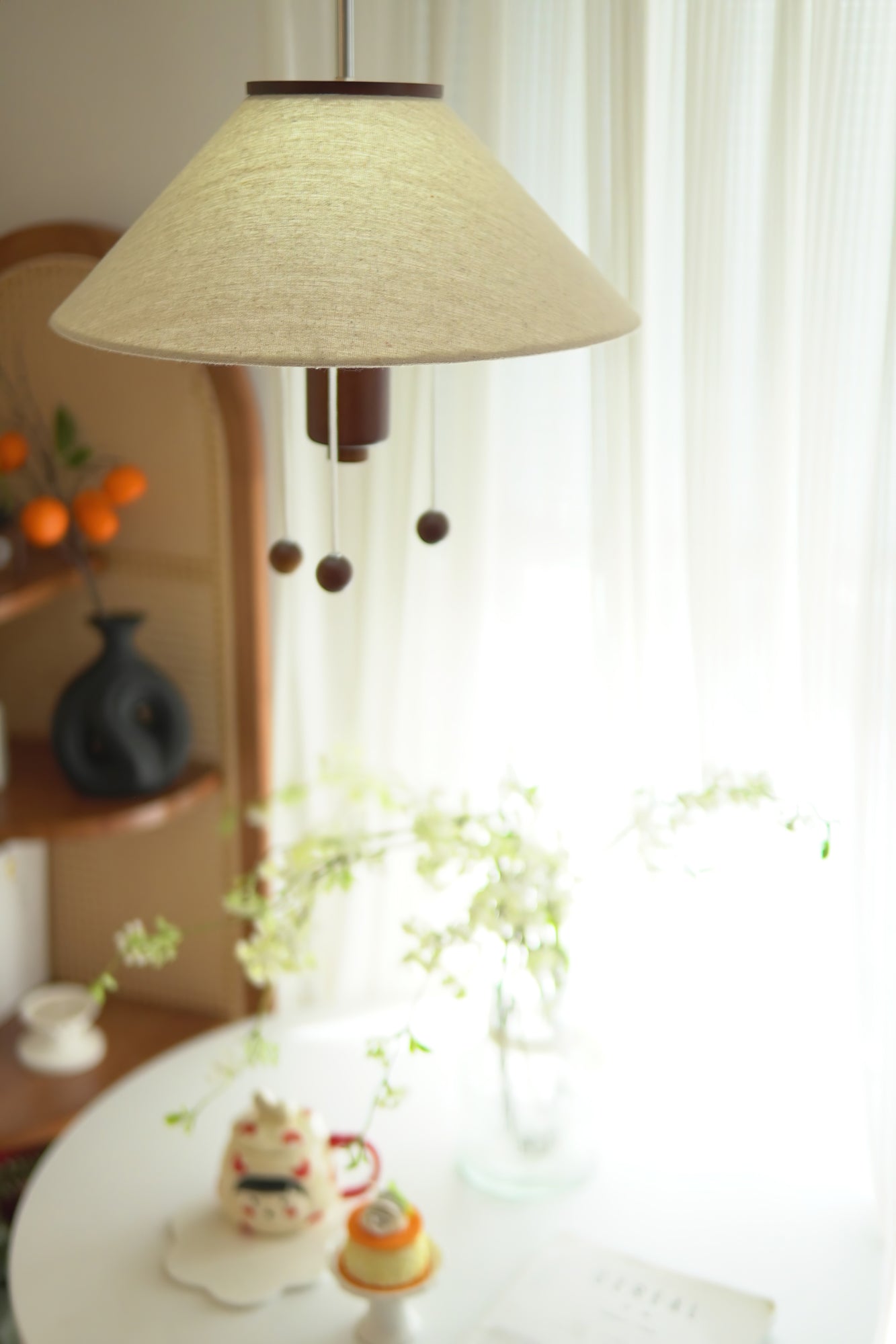 Zathee Nordic Art Classic Wood Fabric Pendant Lamp