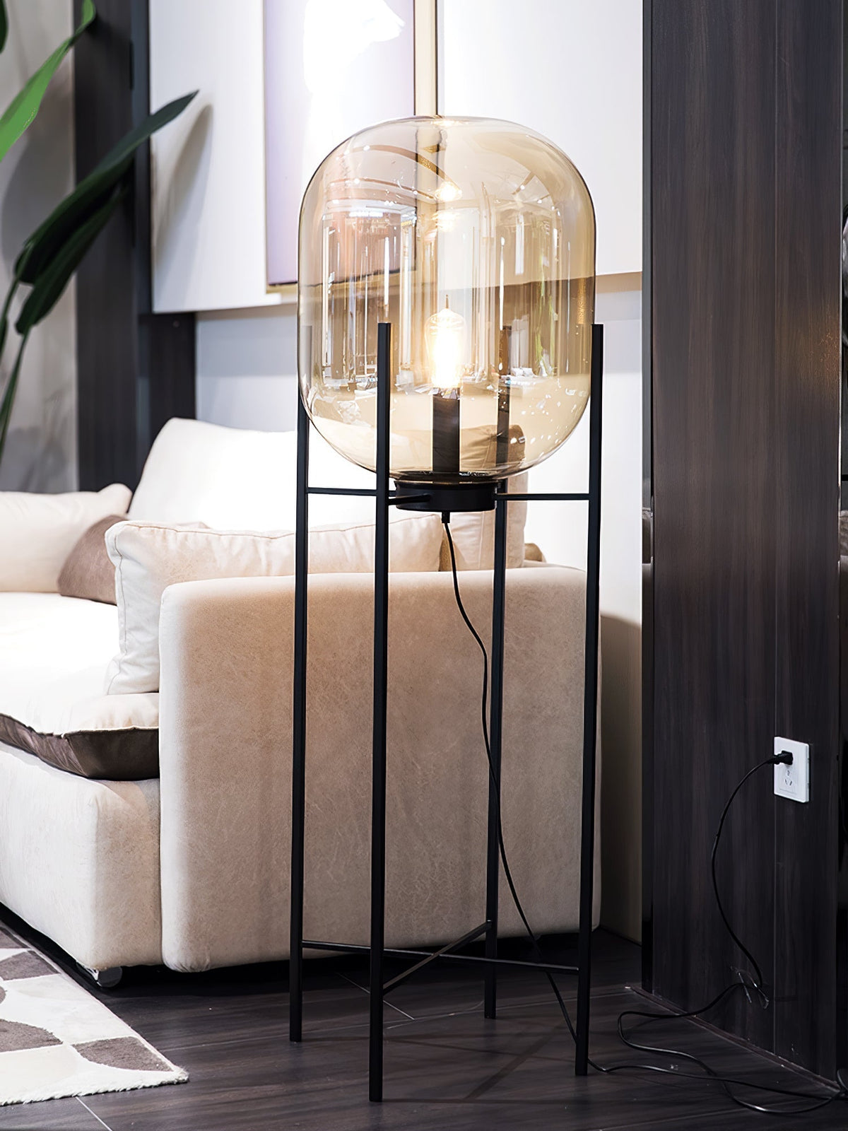 Liorivelia Glass Industrial Floor lamp