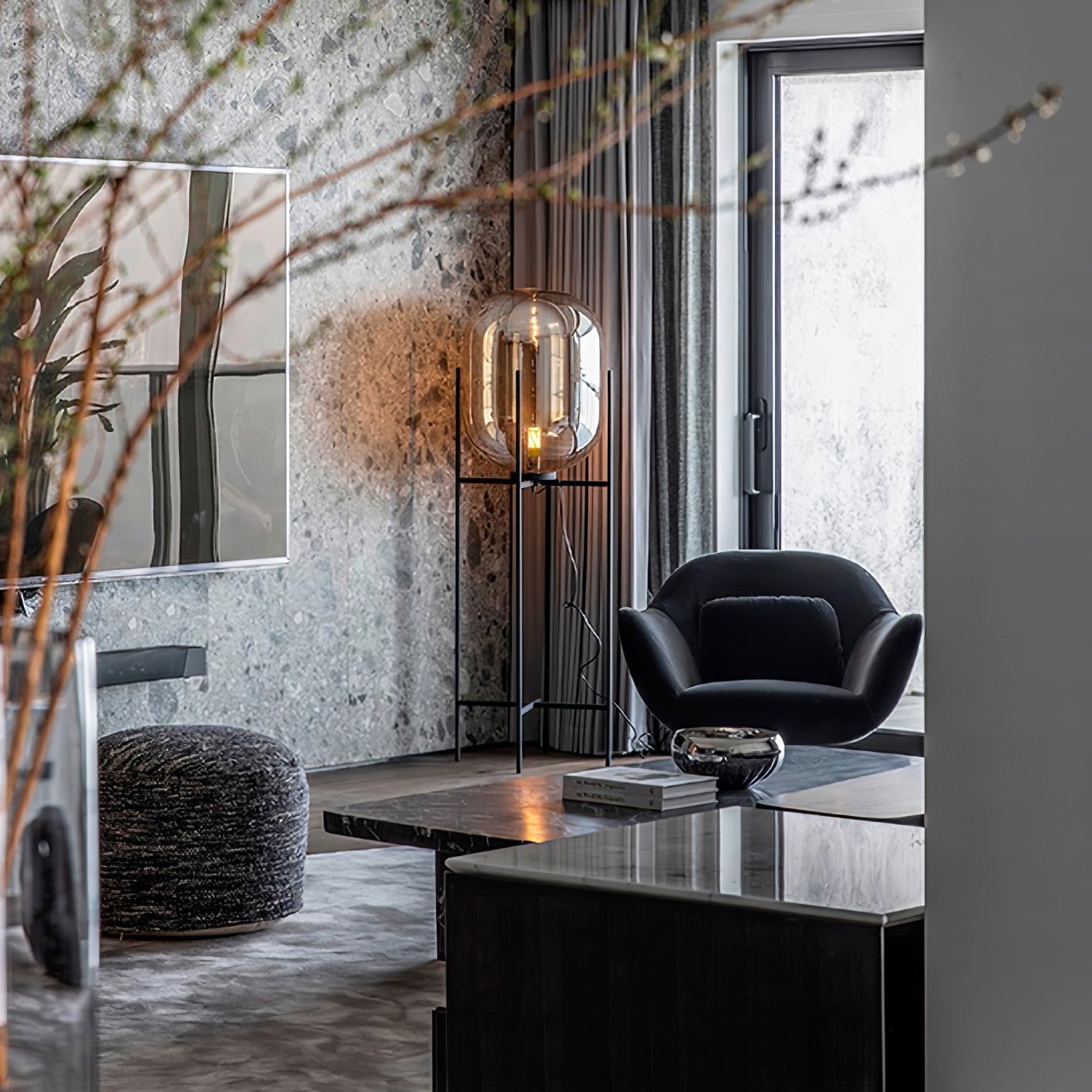 Liorivelia Glass Industrial Floor lamp