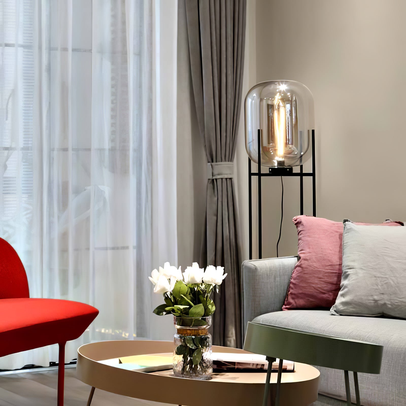 Liorivelia Glass Industrial Floor lamp