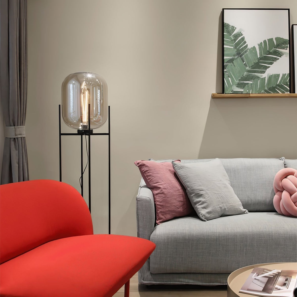 Liorivelia Glass Industrial Floor lamp