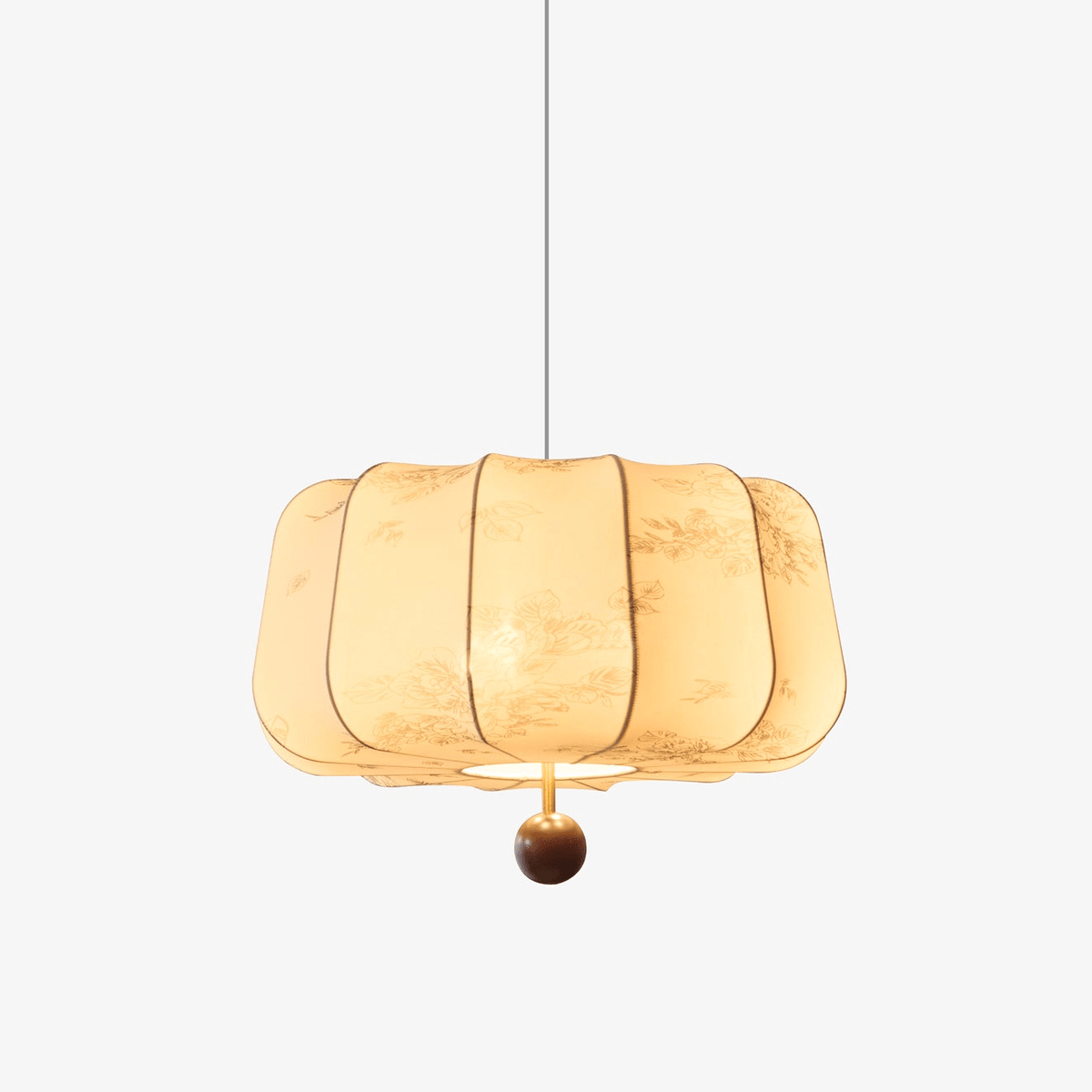 Sylaeria Wood & Fabric Pendant Light