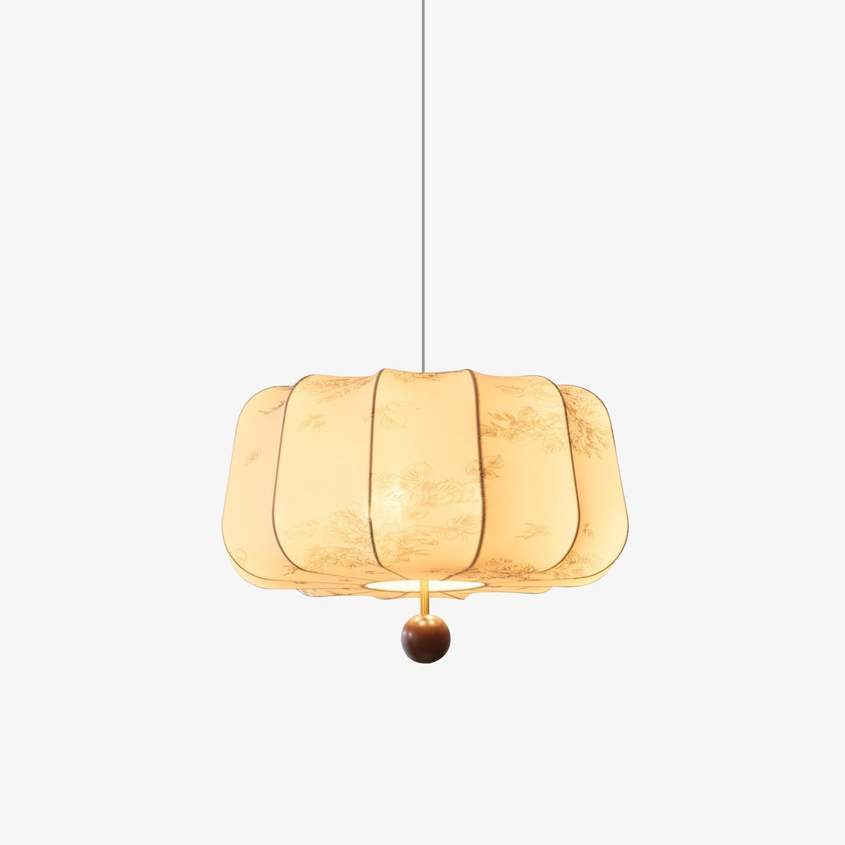 Sylaeria Wood & Fabric Pendant Light