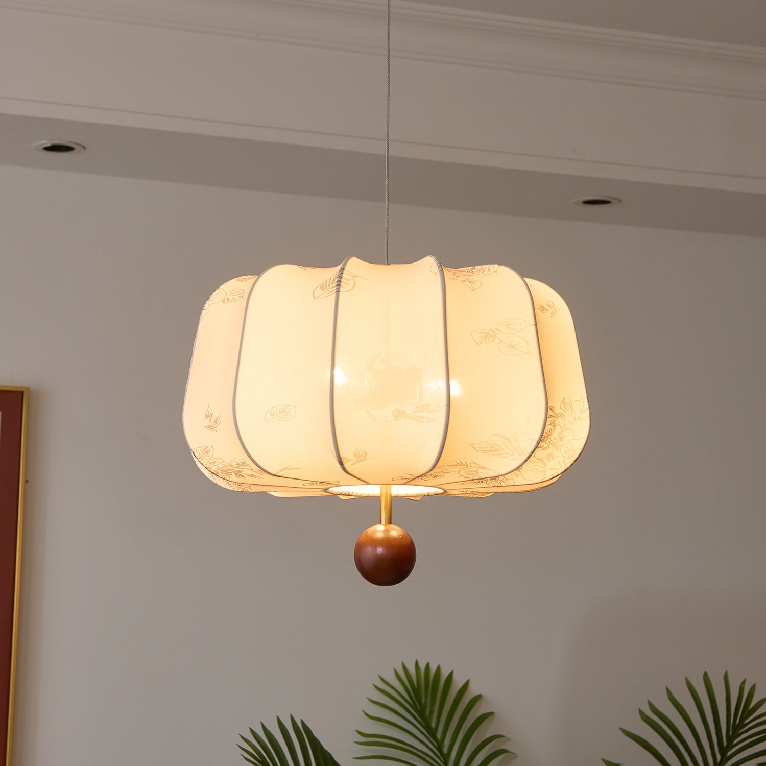 Sylaeria Wood & Fabric Pendant Light