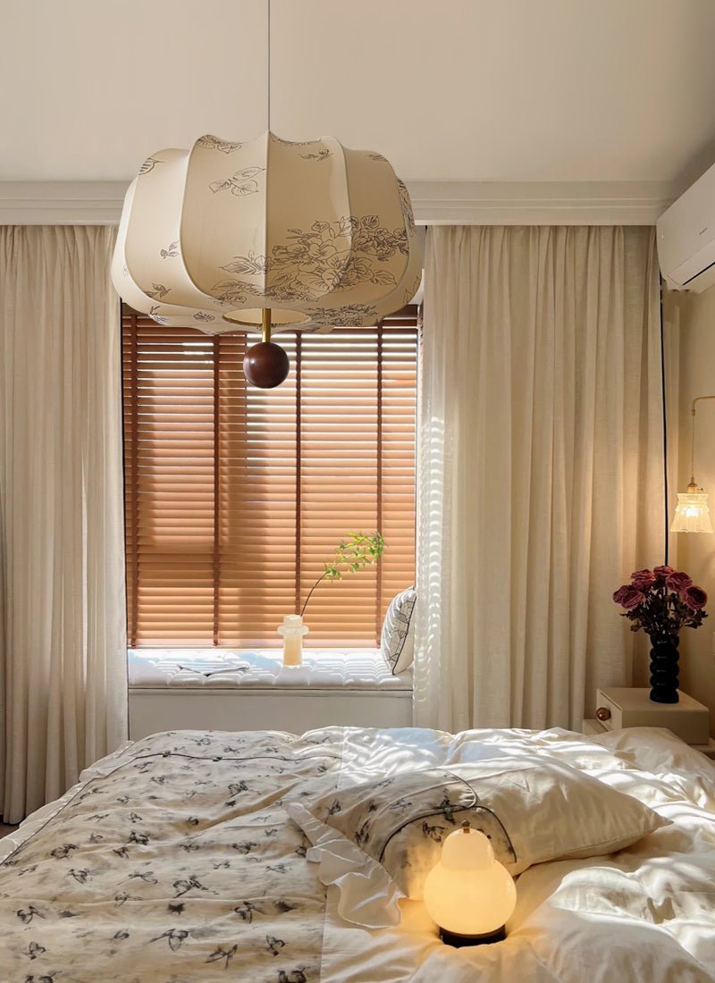 Sylaeria Wood & Fabric Pendant Light
