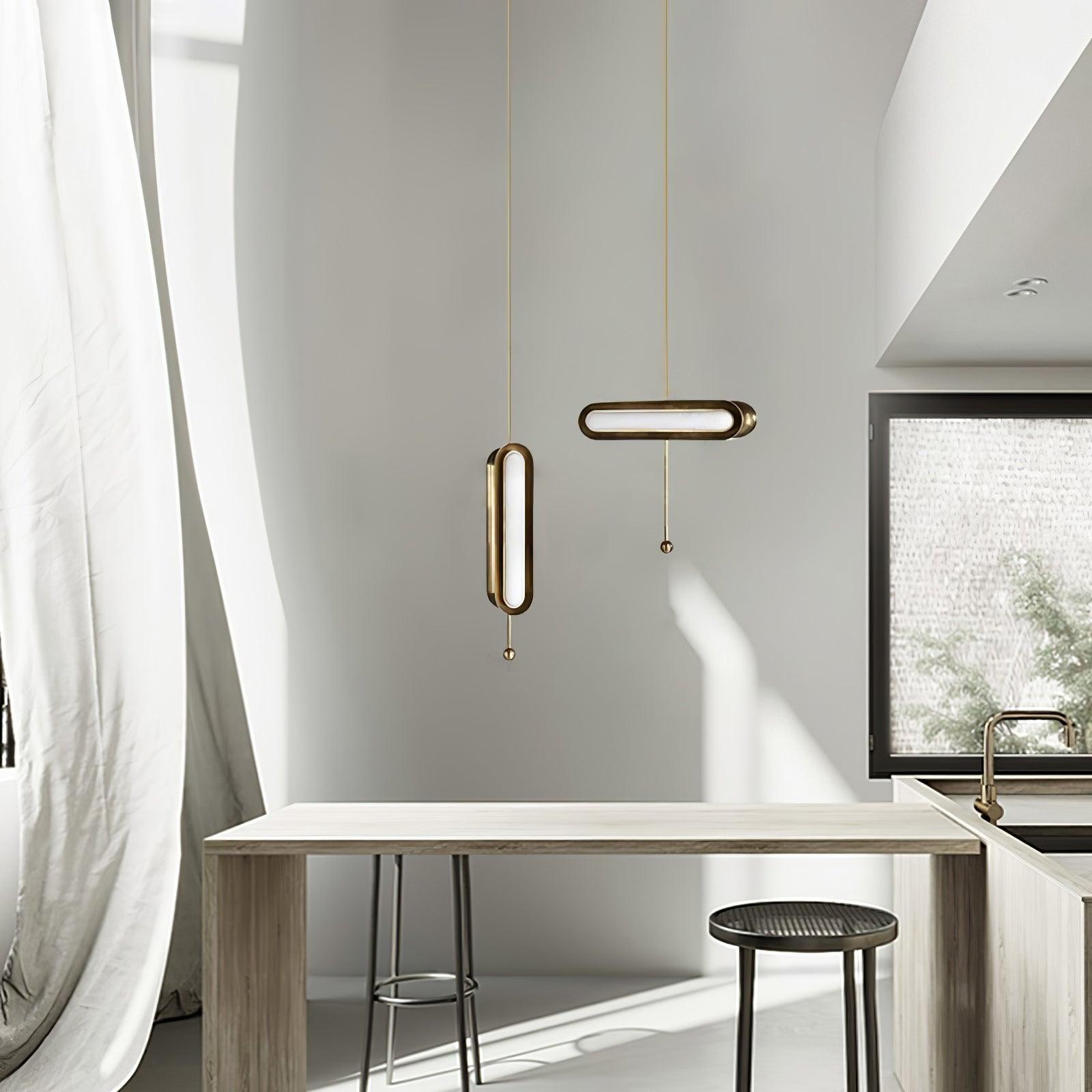 Lyvinaris Geometric Brass Linear Pendant Light
