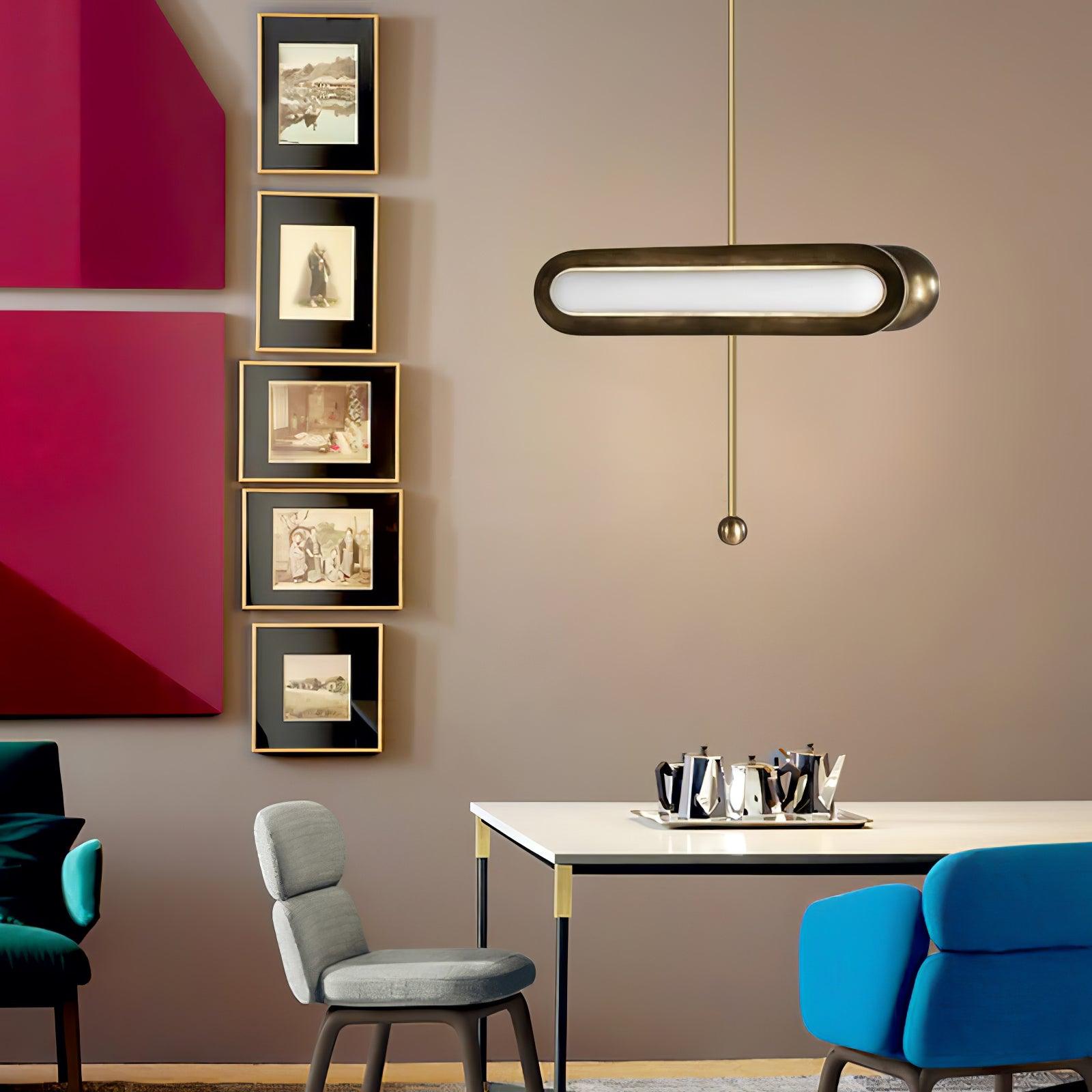 Lyvinaris Geometric Brass Linear Pendant Light