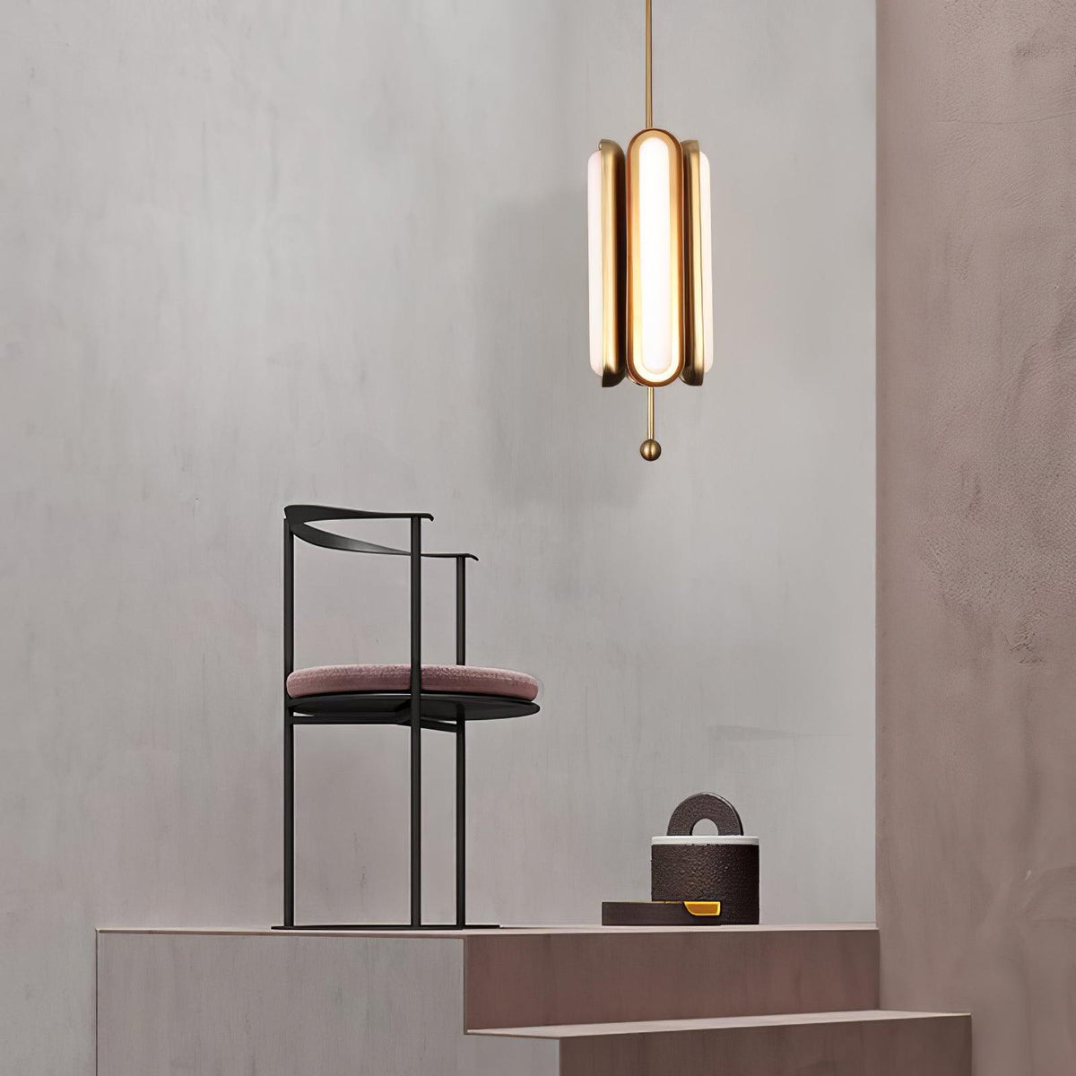 Lyvinaris Geometric Brass Linear Pendant Light
