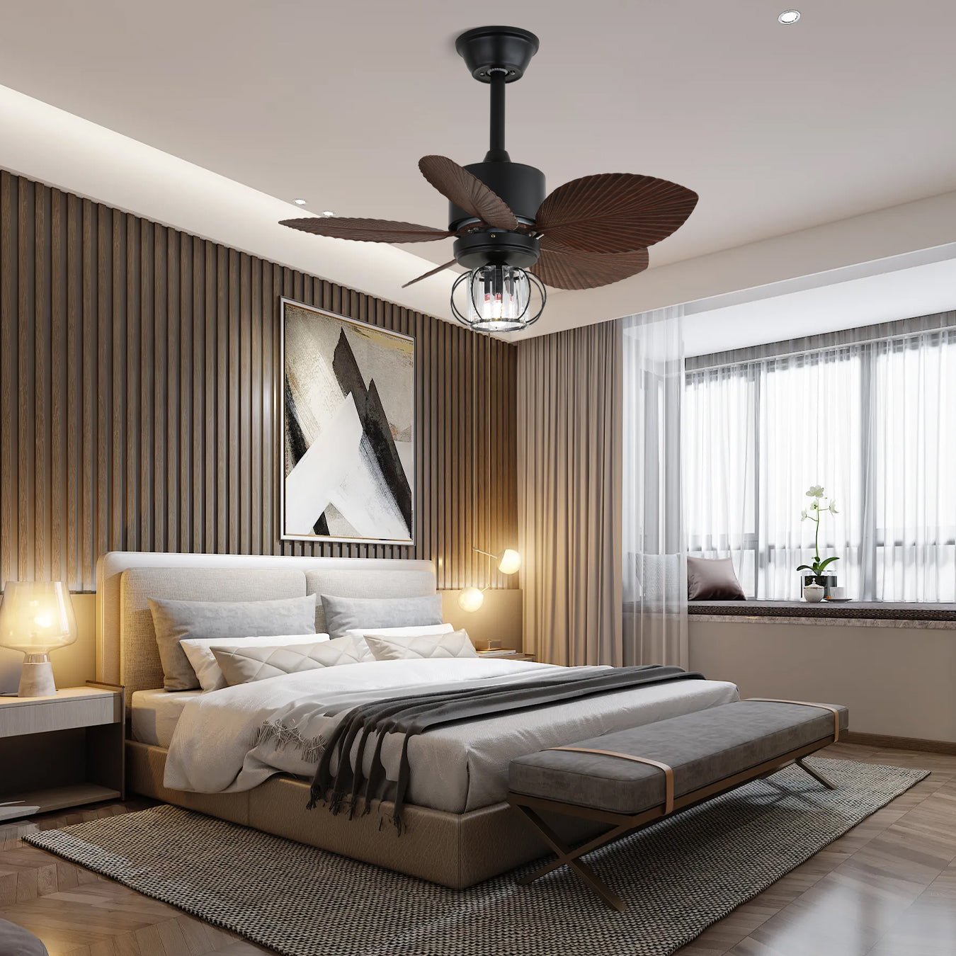 Caden Industrial Ceiling Fan Light
