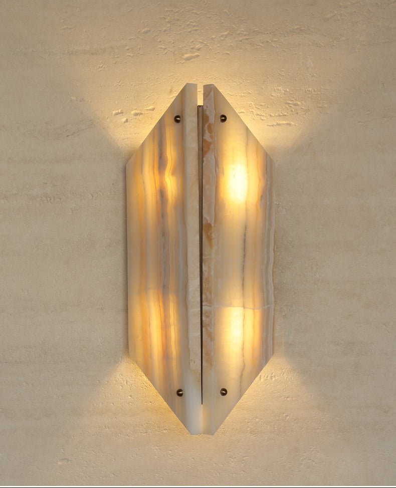 Zynx Modern White Alabaste Crest Wall Lamp