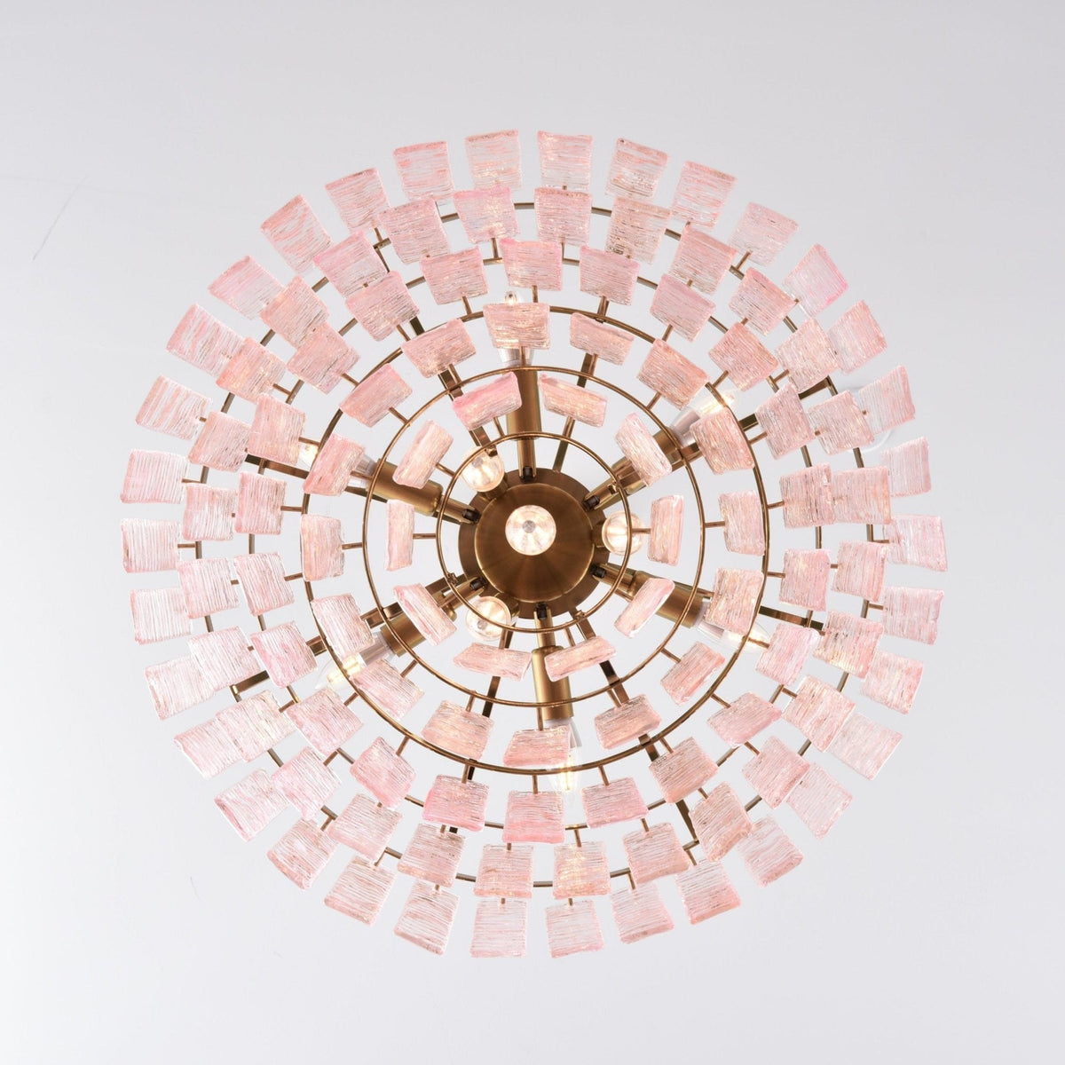 Lioririan Chandelier Pink Murano Glass Layered Vintage Luxury