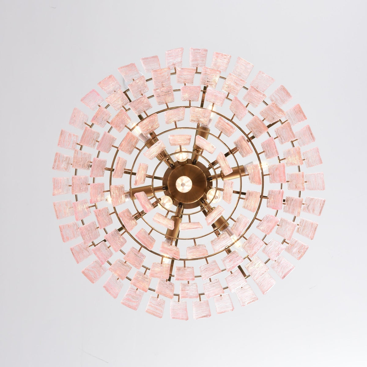 Lioririan Chandelier Pink Murano Glass Layered Vintage Luxury