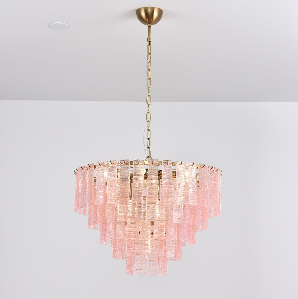 Lioririan Chandelier Pink Murano Glass Layered Vintage Luxury