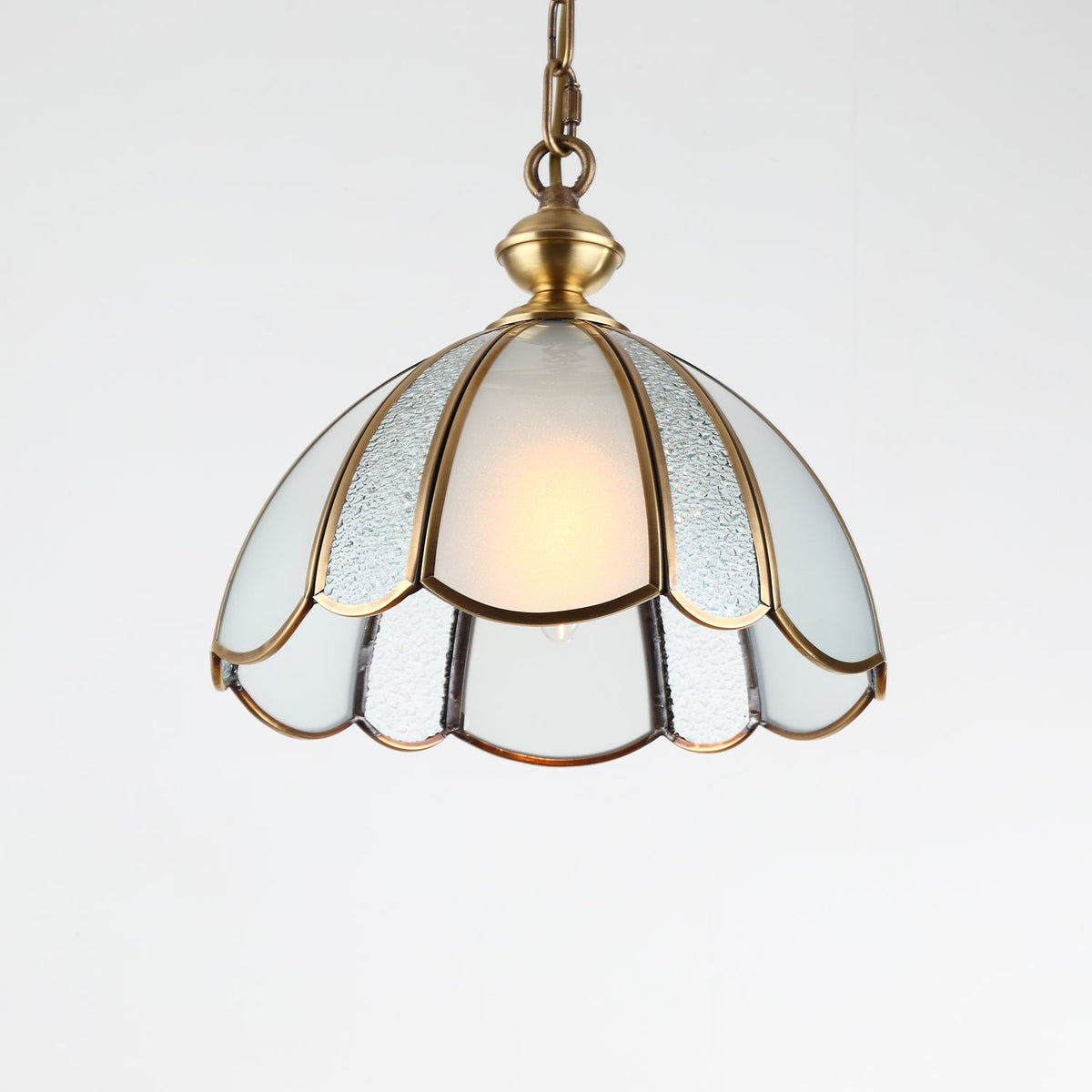 Lunell Traditional Art Brass Glass Pendant Light