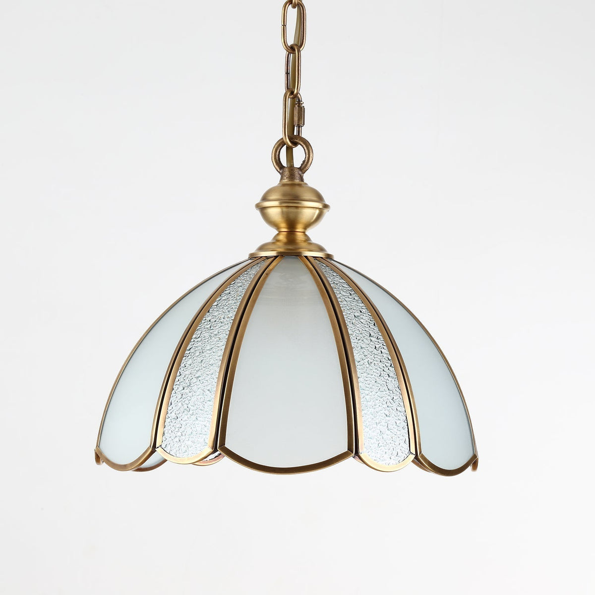 Lunell Traditional Art Brass Glass Pendant Light