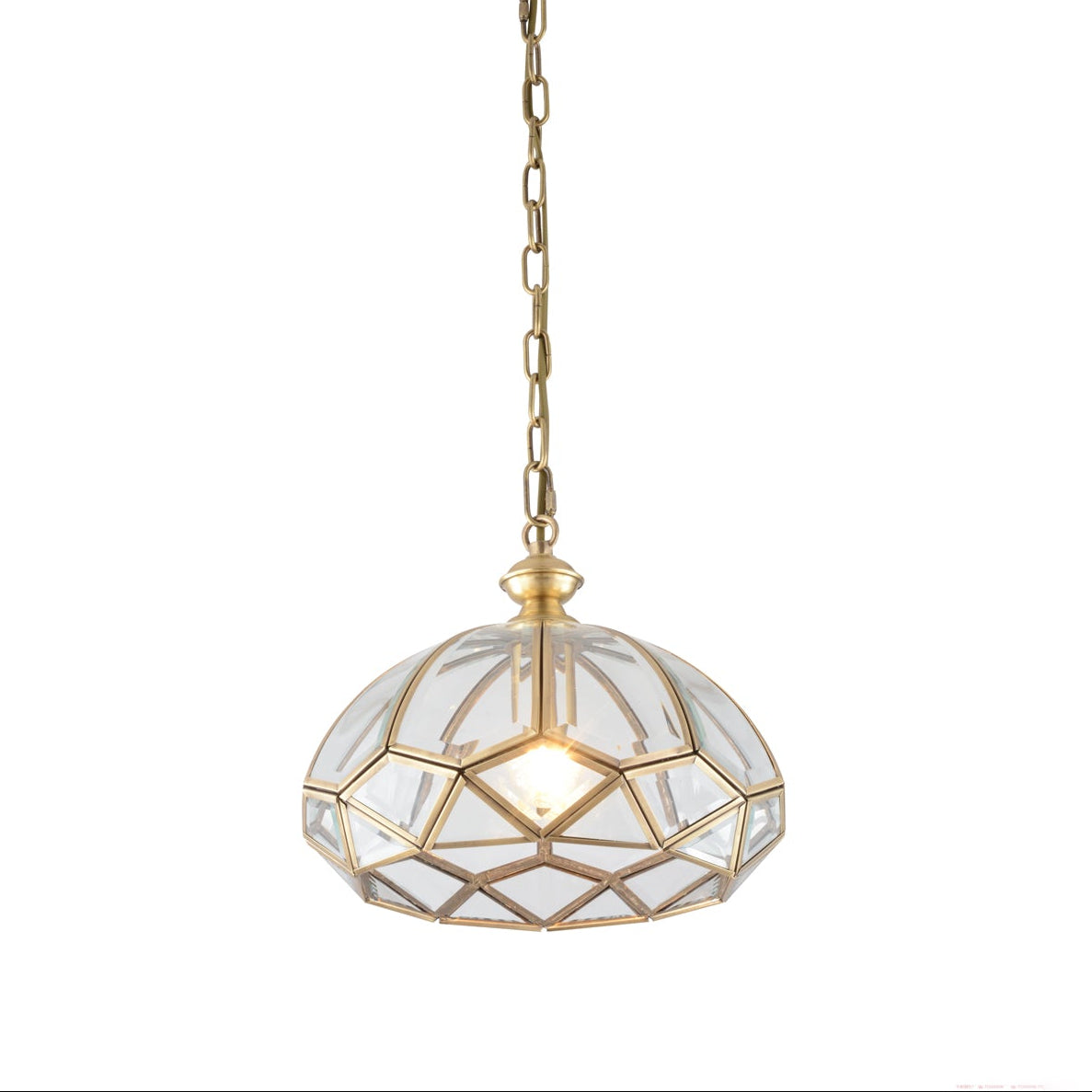 Lunell Traditional Art Brass Glass Pendant Light