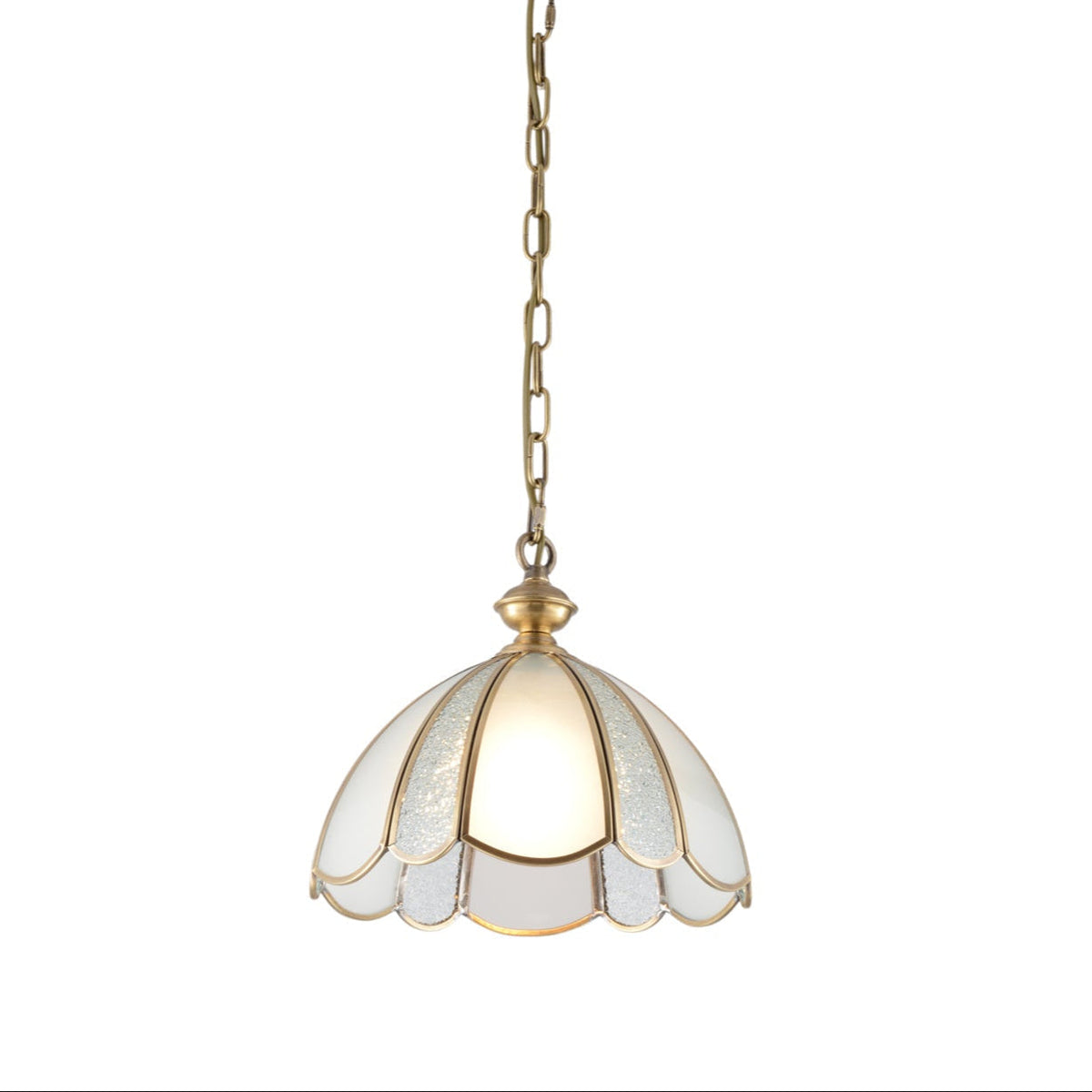 Lunell Traditional Art Brass Glass Pendant Light
