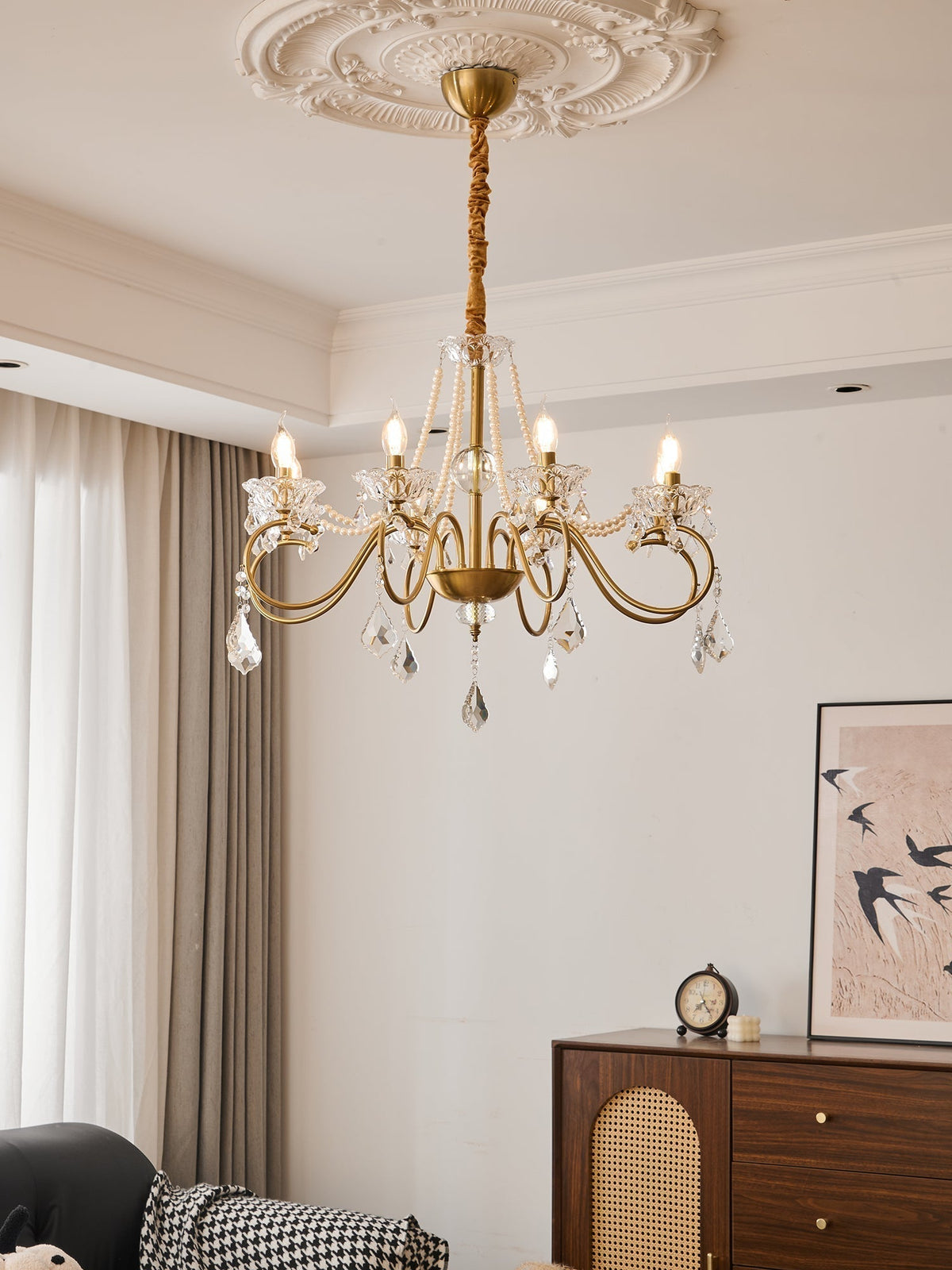 Velaeyra Postmodern Luxury Pearl Crystal Chandelier