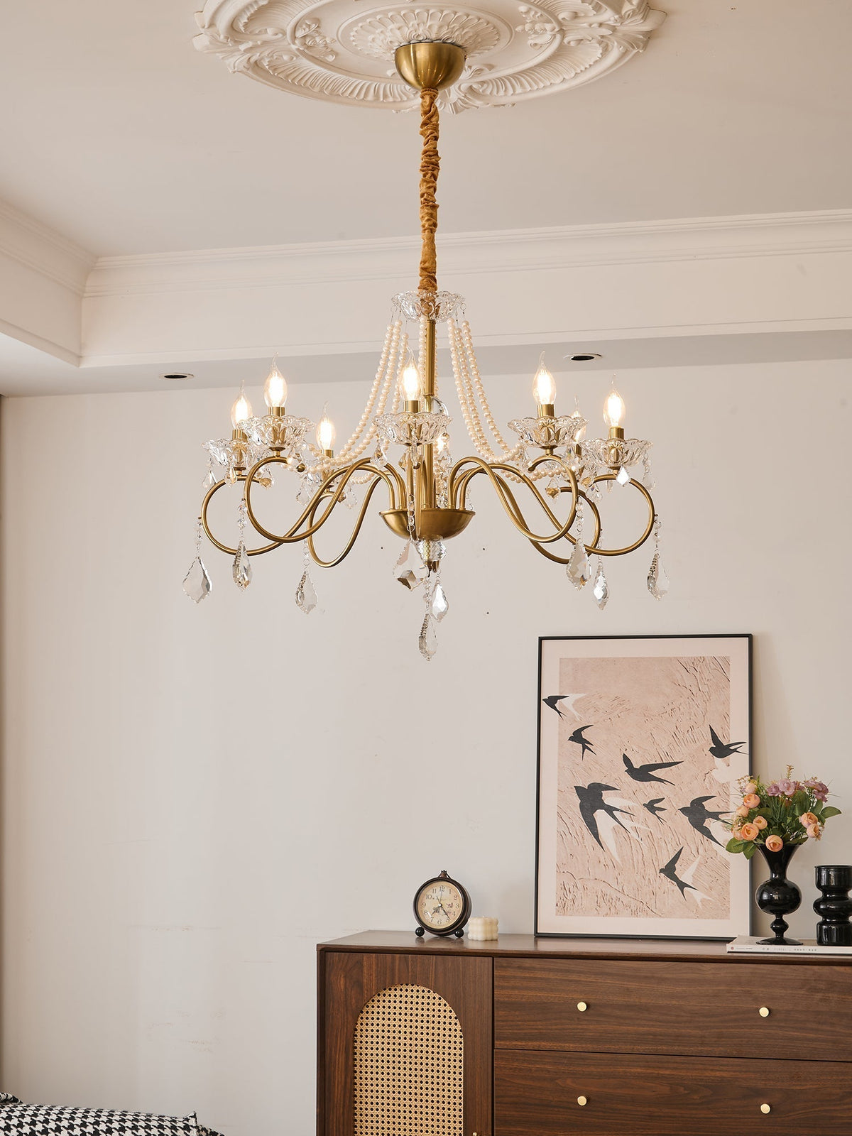 Velaeyra Postmodern Luxury Pearl Crystal Chandelier