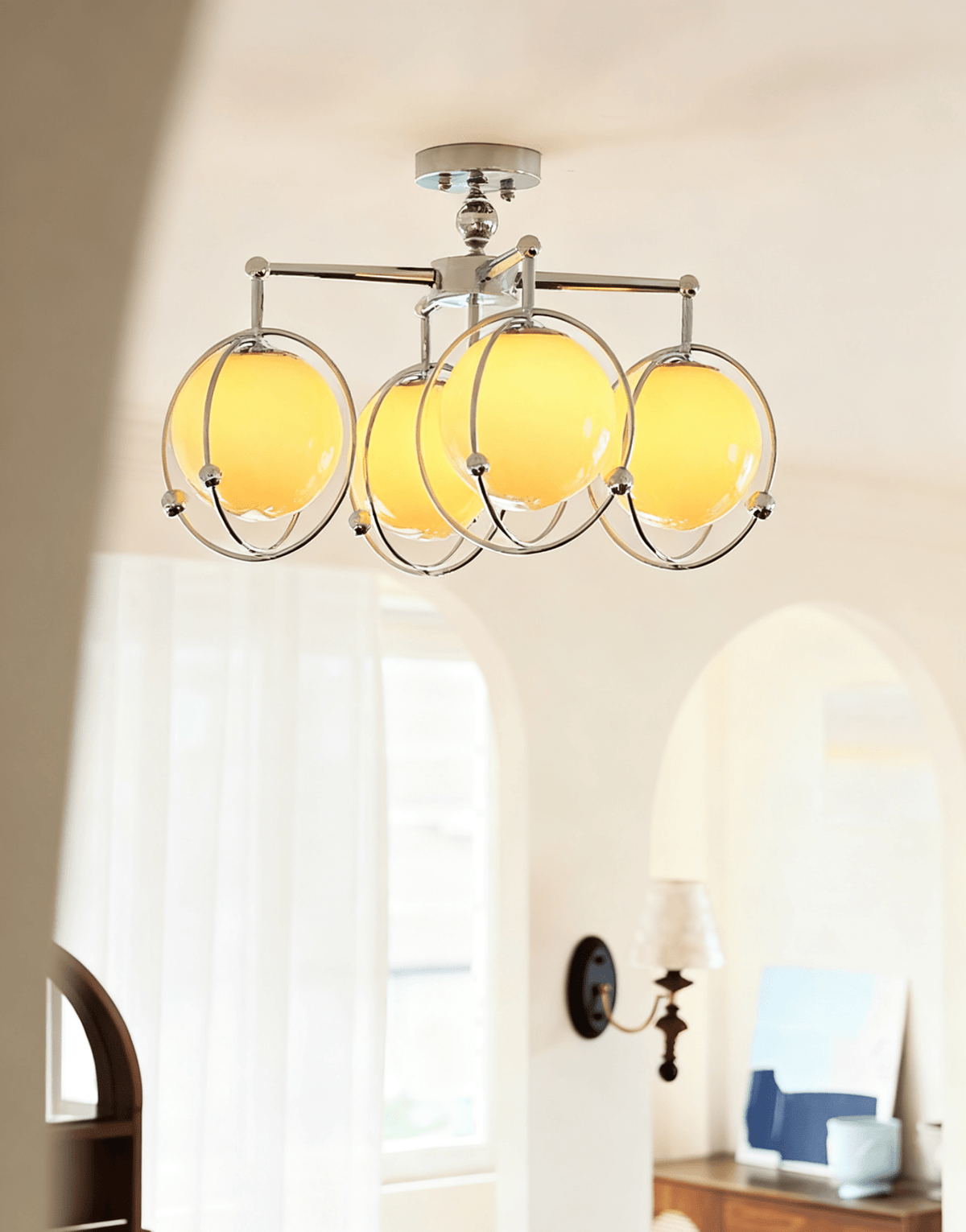 Noririella Orb Cage Semi Ceiling Lamp