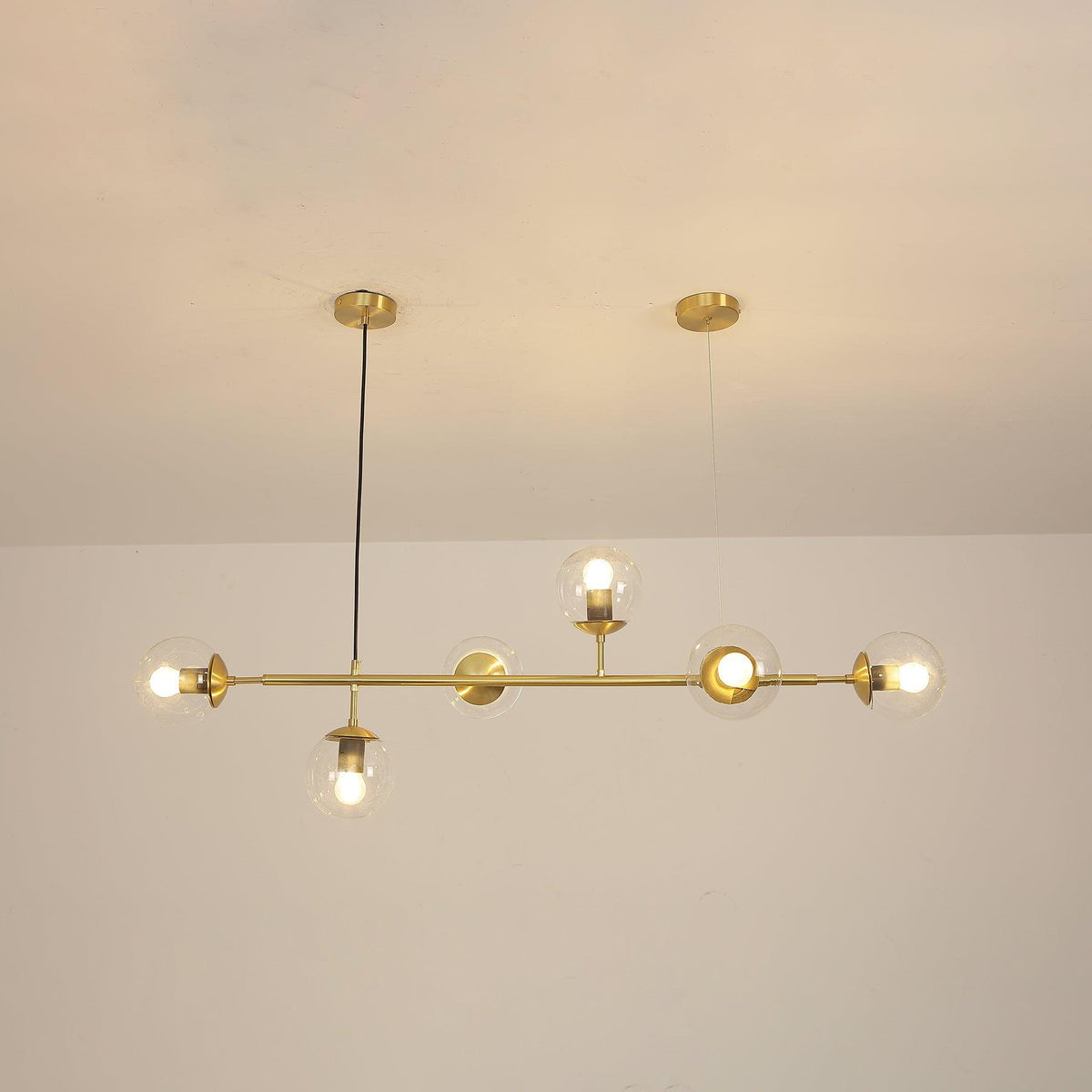 Yorvin Pendant Lamp Orb Brass Glass for Living Room