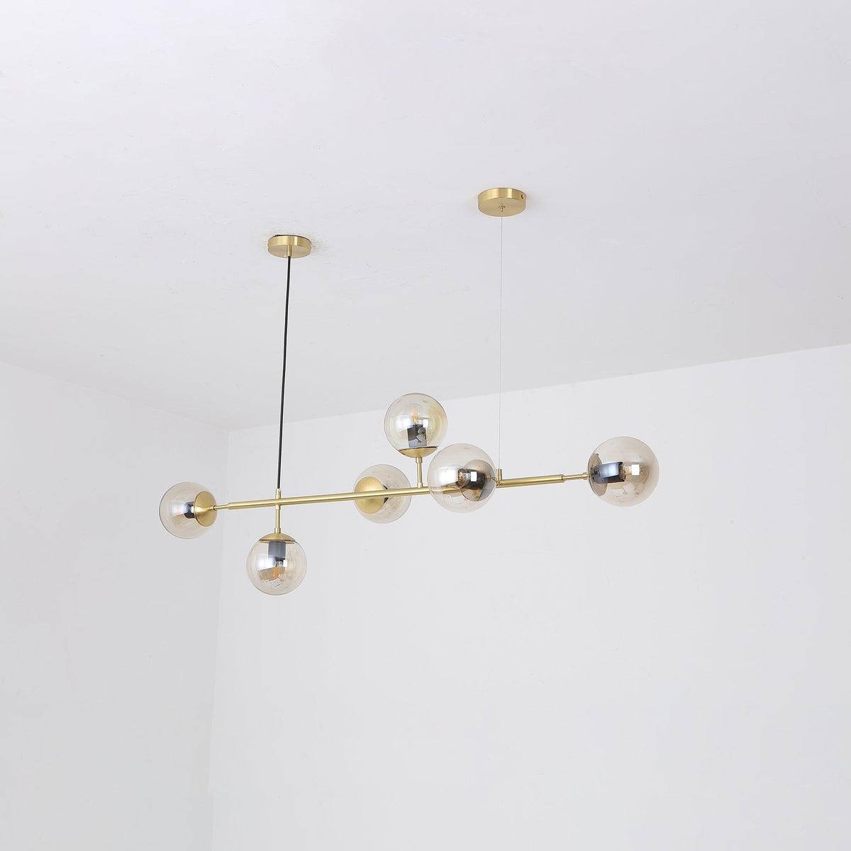 Yorvin Pendant Lamp Orb Brass Glass for Living Room