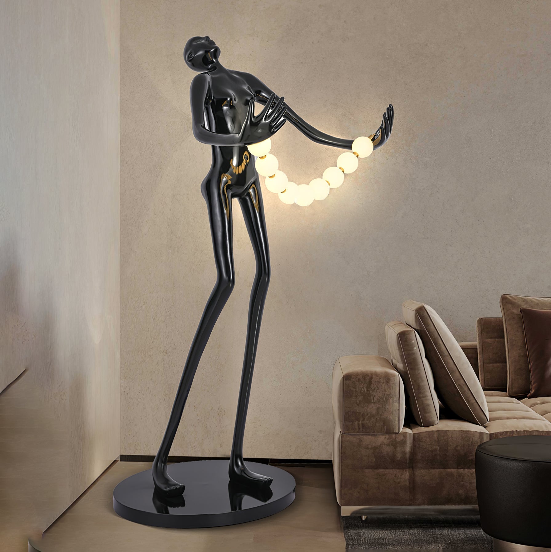 Orbit Beaded Sculptural Floor Lamp