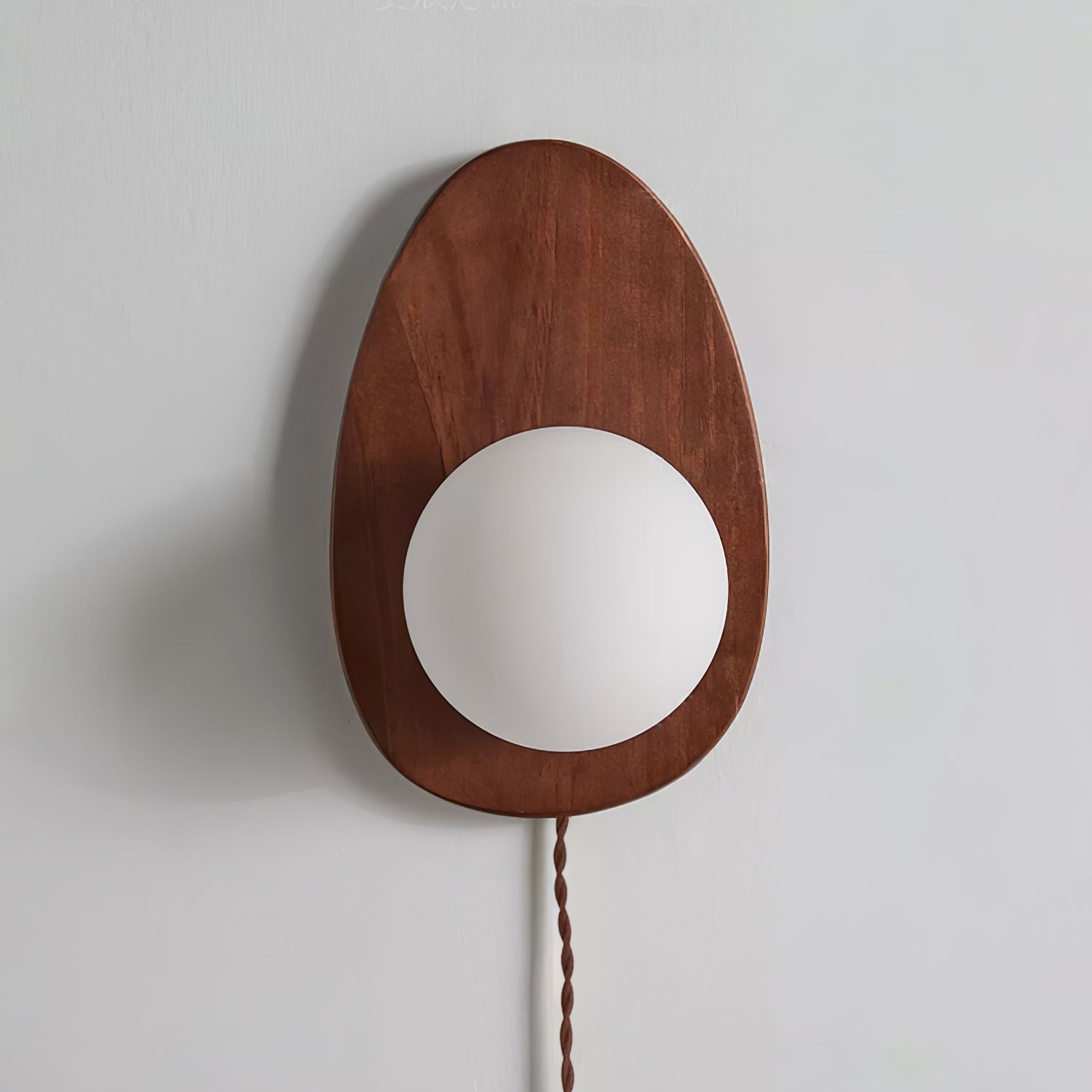 Nylaeiel Nordic Art Plug-in Walnut Glass Wood Wall Lamp