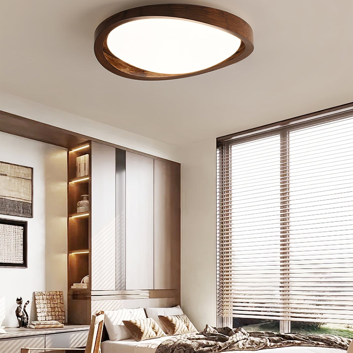 Aurelie Ceiling Light Walnut Curved Edge Oval Nordic