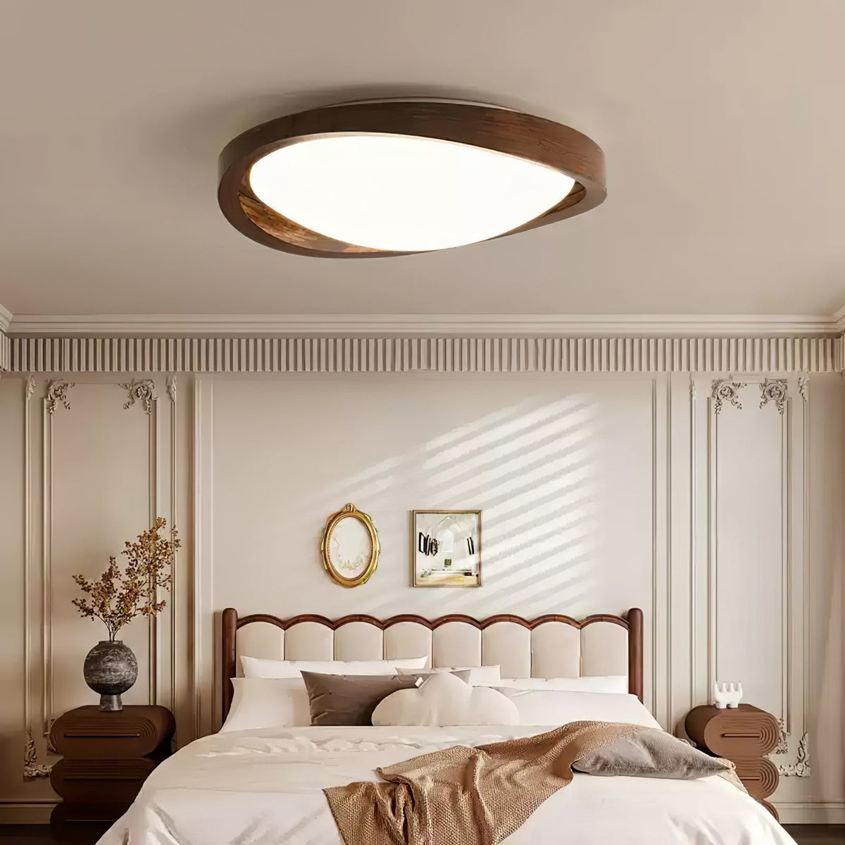 Aurelie Ceiling Light Walnut Curved Edge Oval Nordic