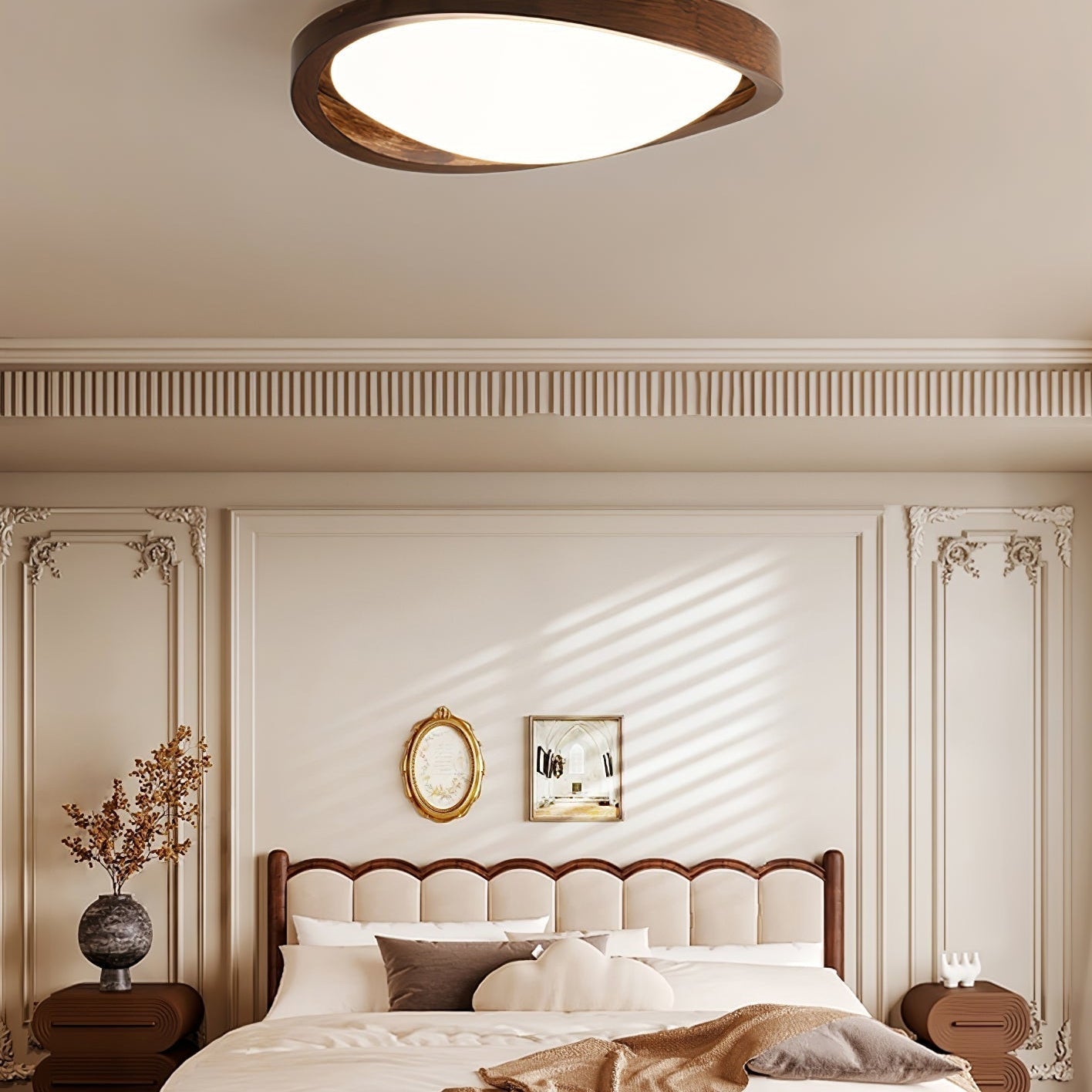 Solara Ceiling Light Walnut Curved Edge Oval Nordic - Neutral Decor