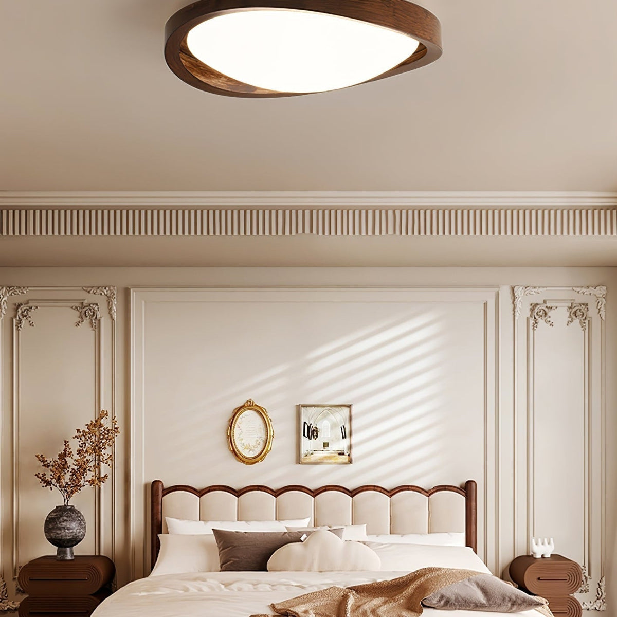 Aurelie Ceiling Light Walnut Curved Edge Oval Nordic