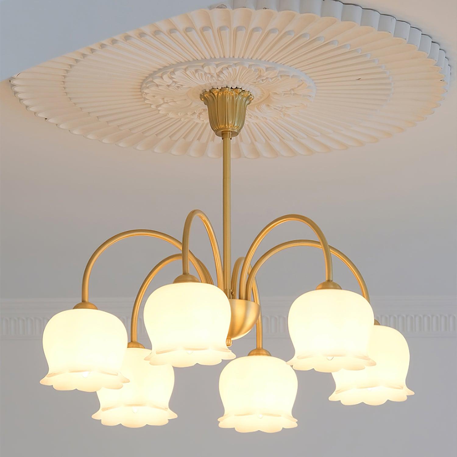 Solenora Chandelier Brass Elegant Curved Arm