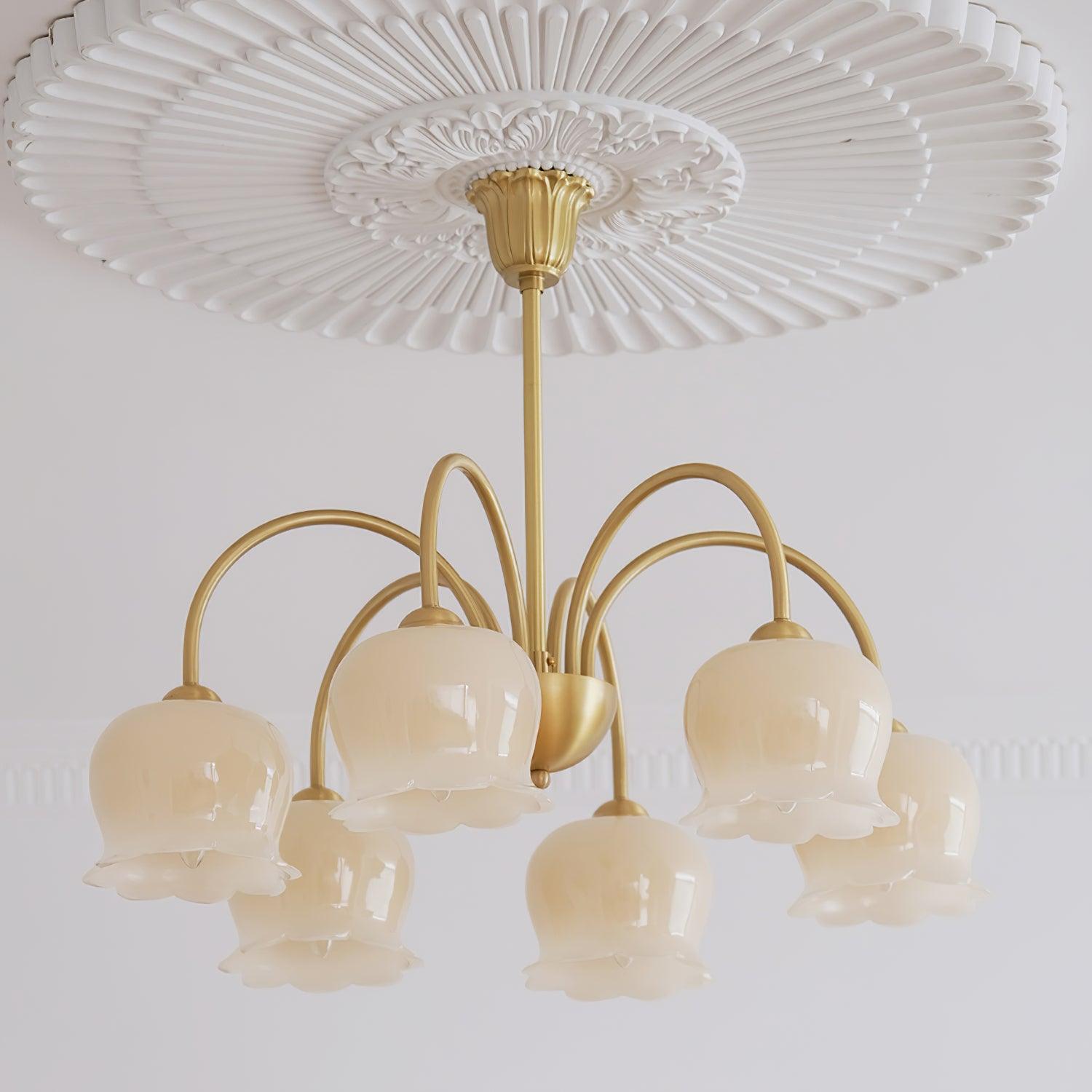 Solenora Chandelier Brass Elegant Curved Arm