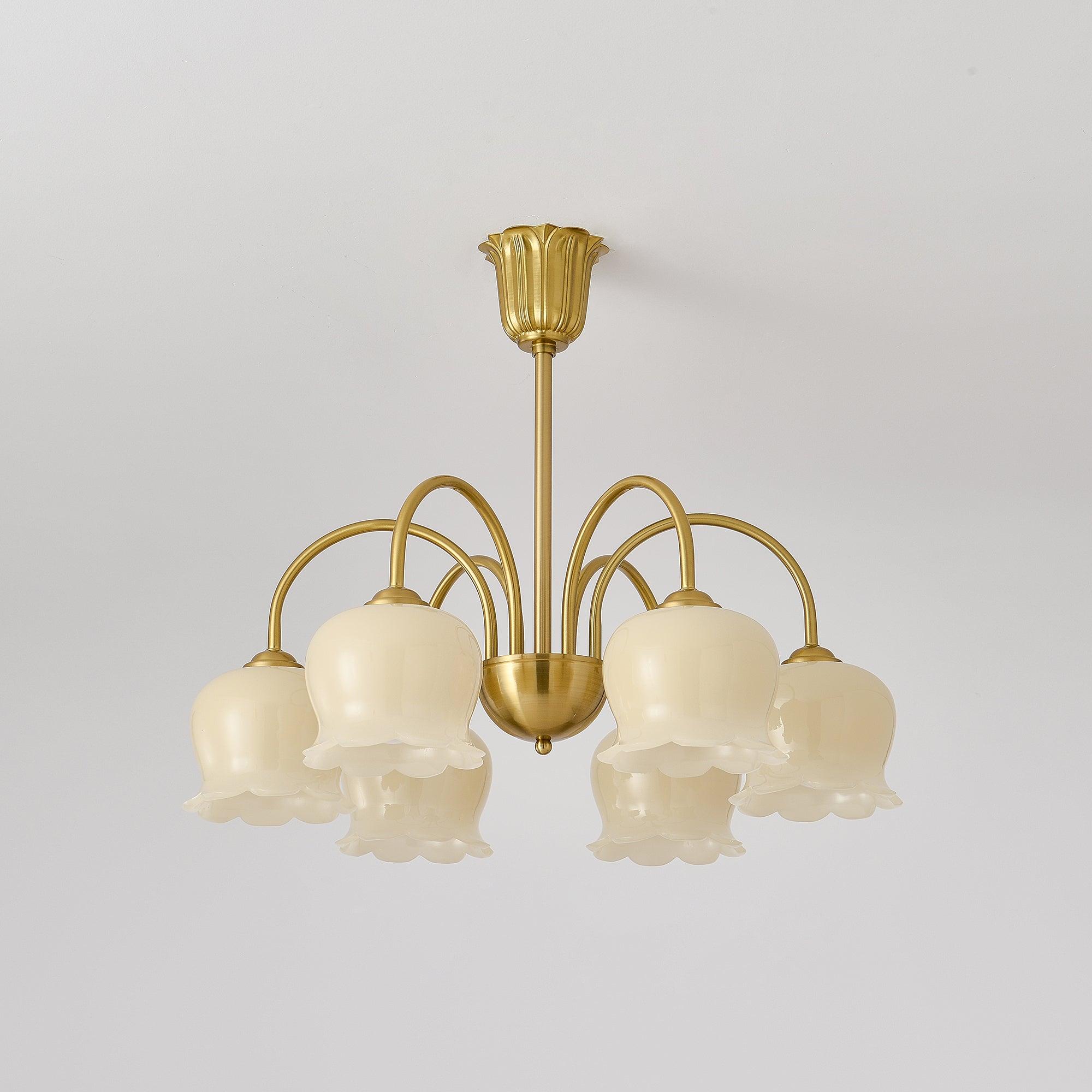 Solenora Chandelier Brass Elegant Curved Arm