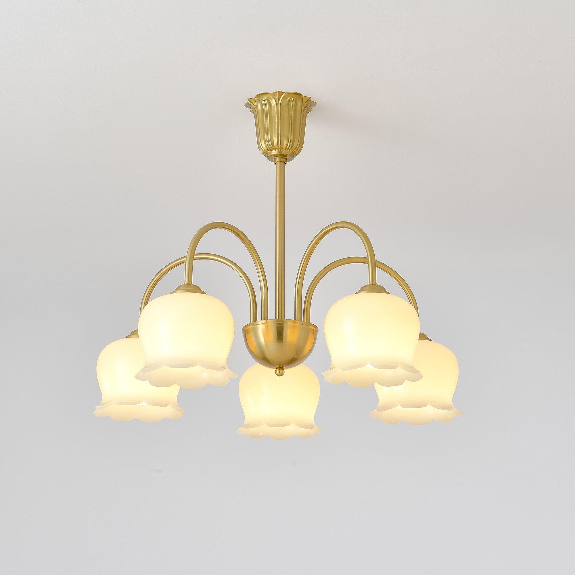 Solenora Chandelier Brass Elegant Curved Arm