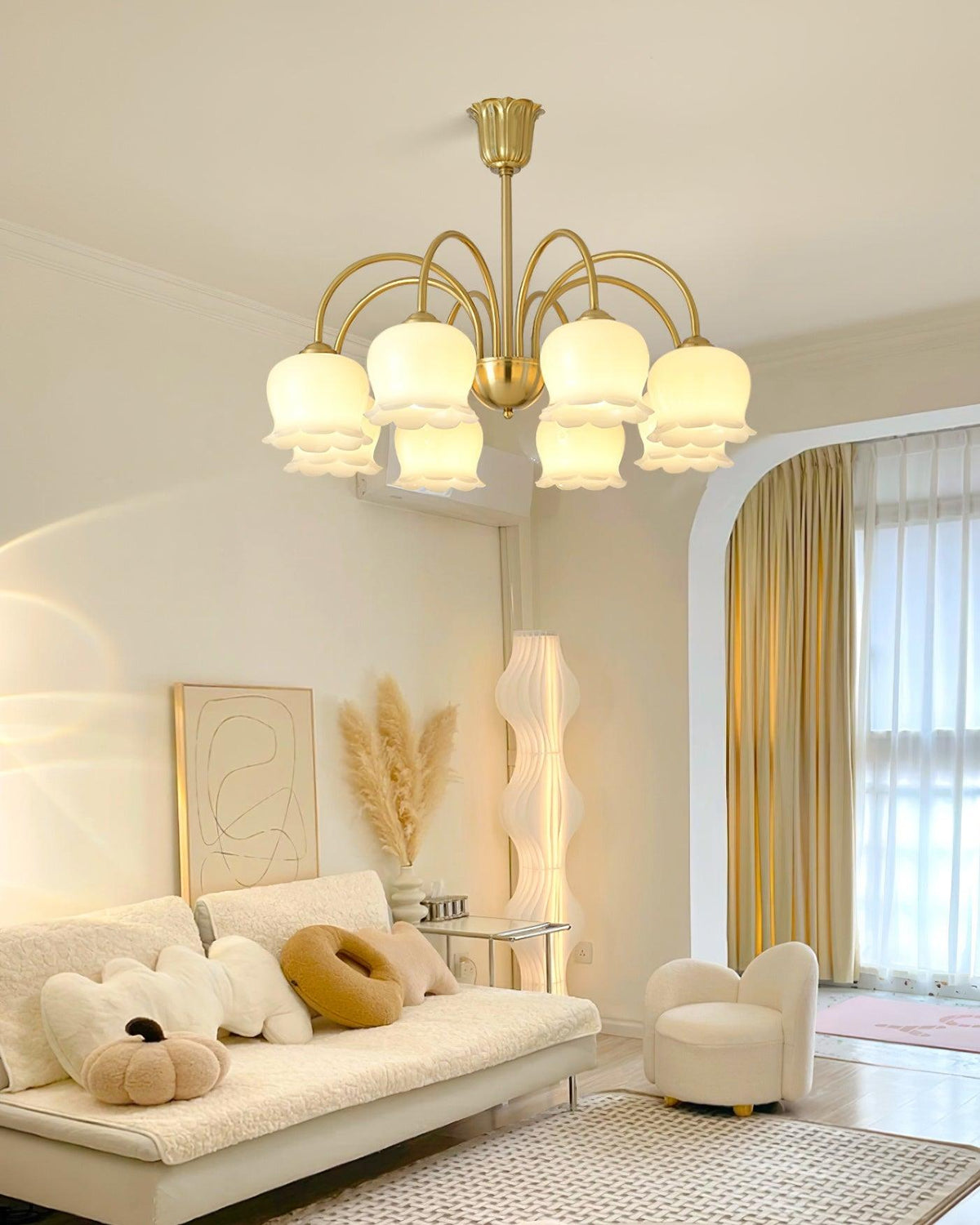 Solenora Chandelier Brass Elegant Curved Arm
