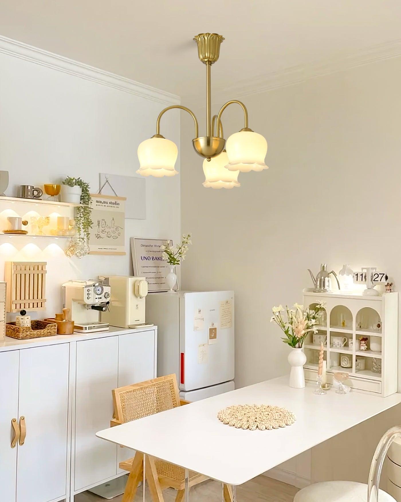 Solenora Chandelier Brass Elegant Curved Arm