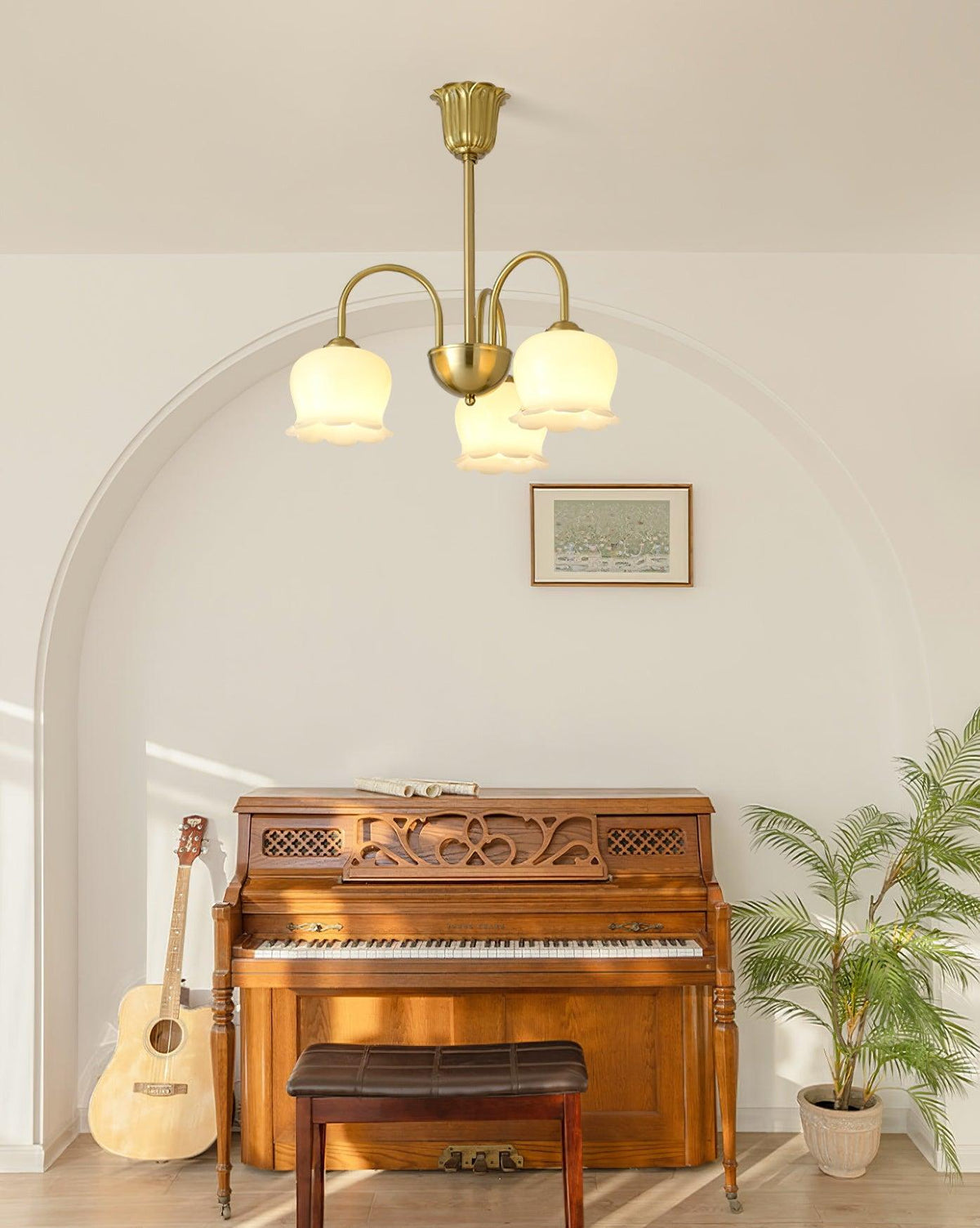 Solenora Chandelier Brass Elegant Curved Arm