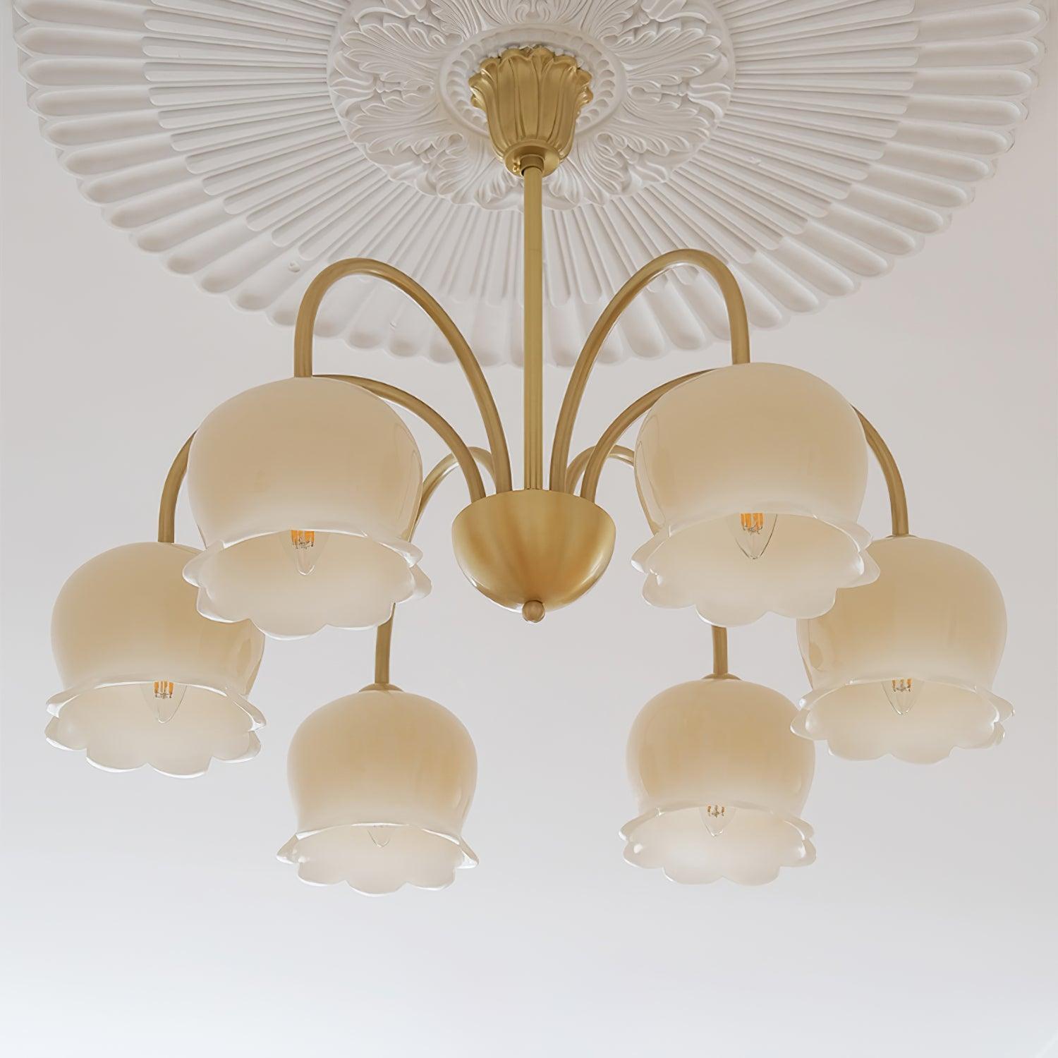 Solenora Chandelier Brass Elegant Curved Arm