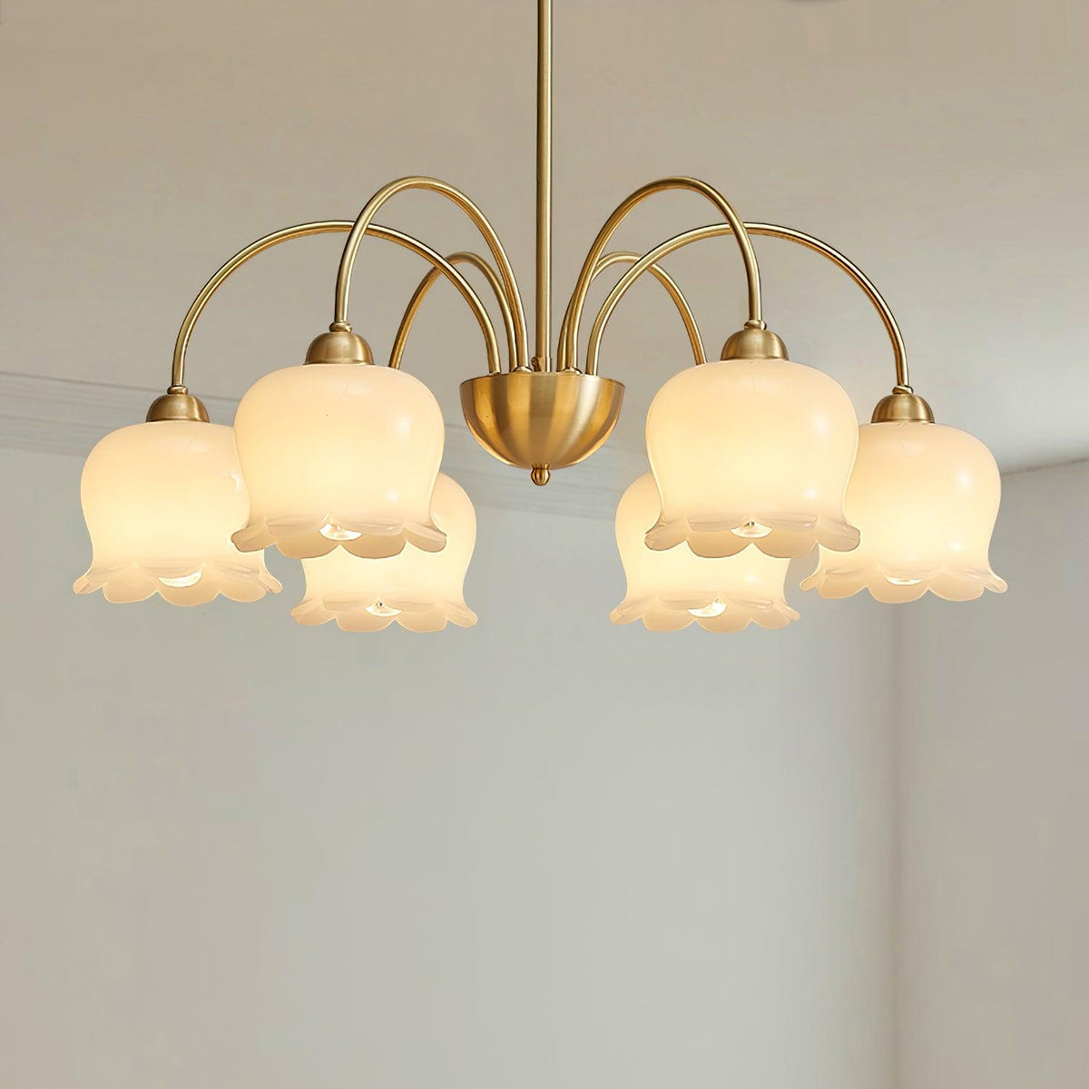 Solenora Chandelier Brass Elegant Curved Arm