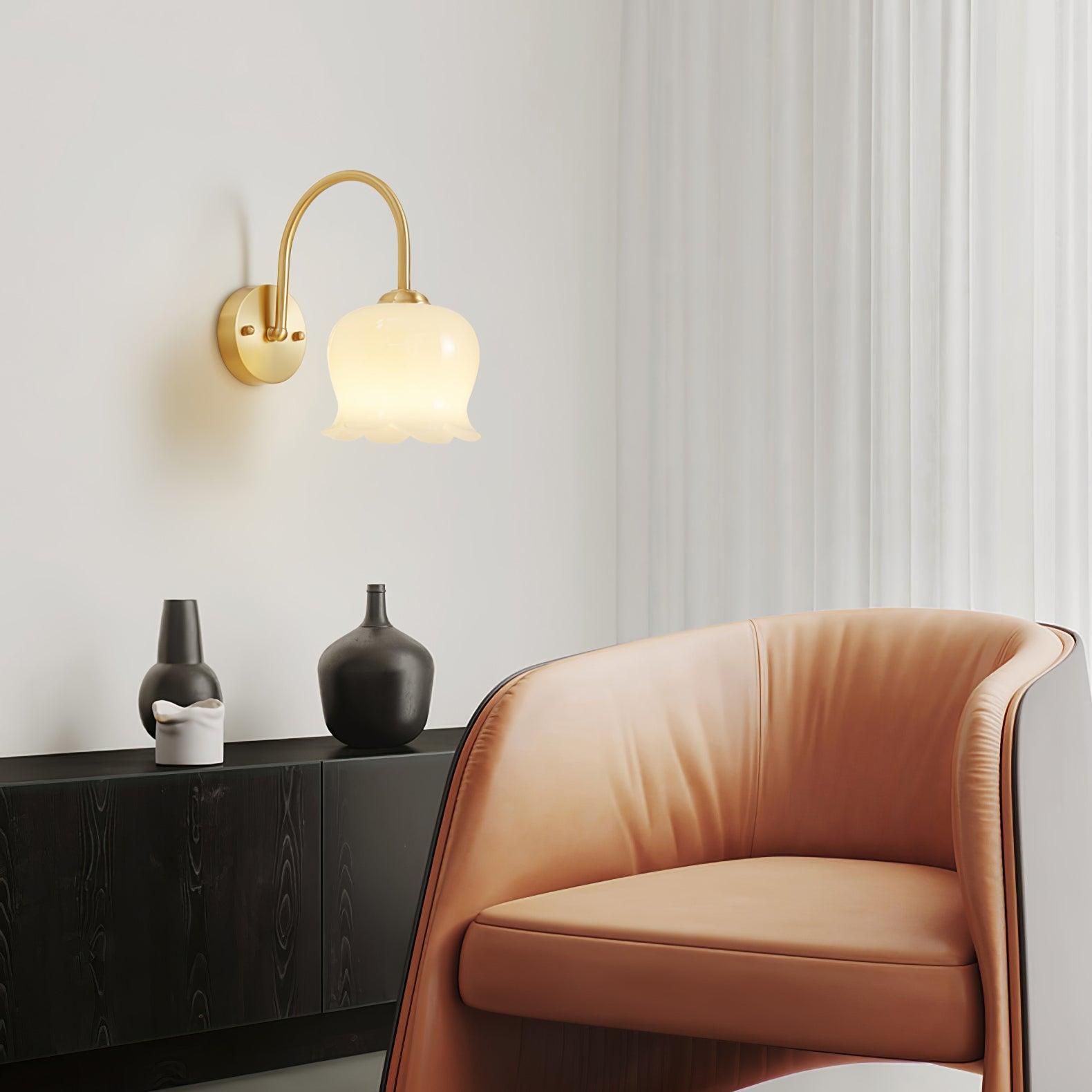 Avcarora Premium Nordic Art Brass Glass Wall Lamp