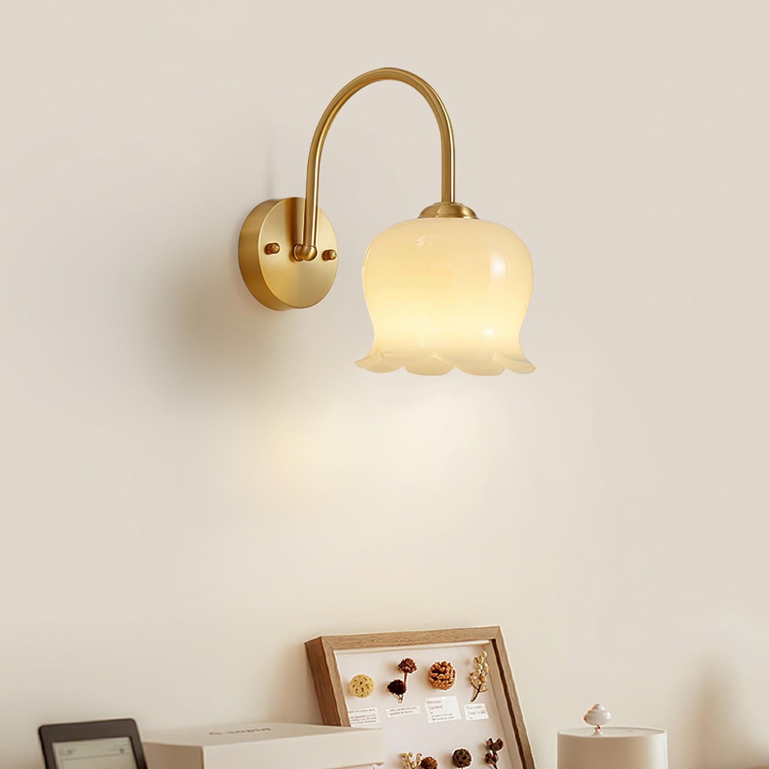 Avcarora Premium Nordic Art Brass Glass Wall Lamp